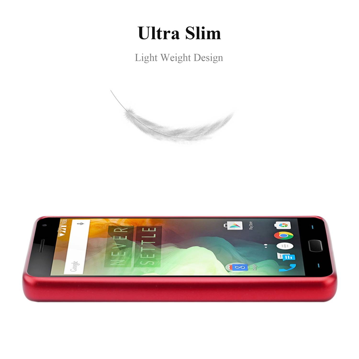 Cadorabo Schutzhülle für OnePlus ONE Hülle in Rot Handyhülle TPU Silikon Etui Cover Case