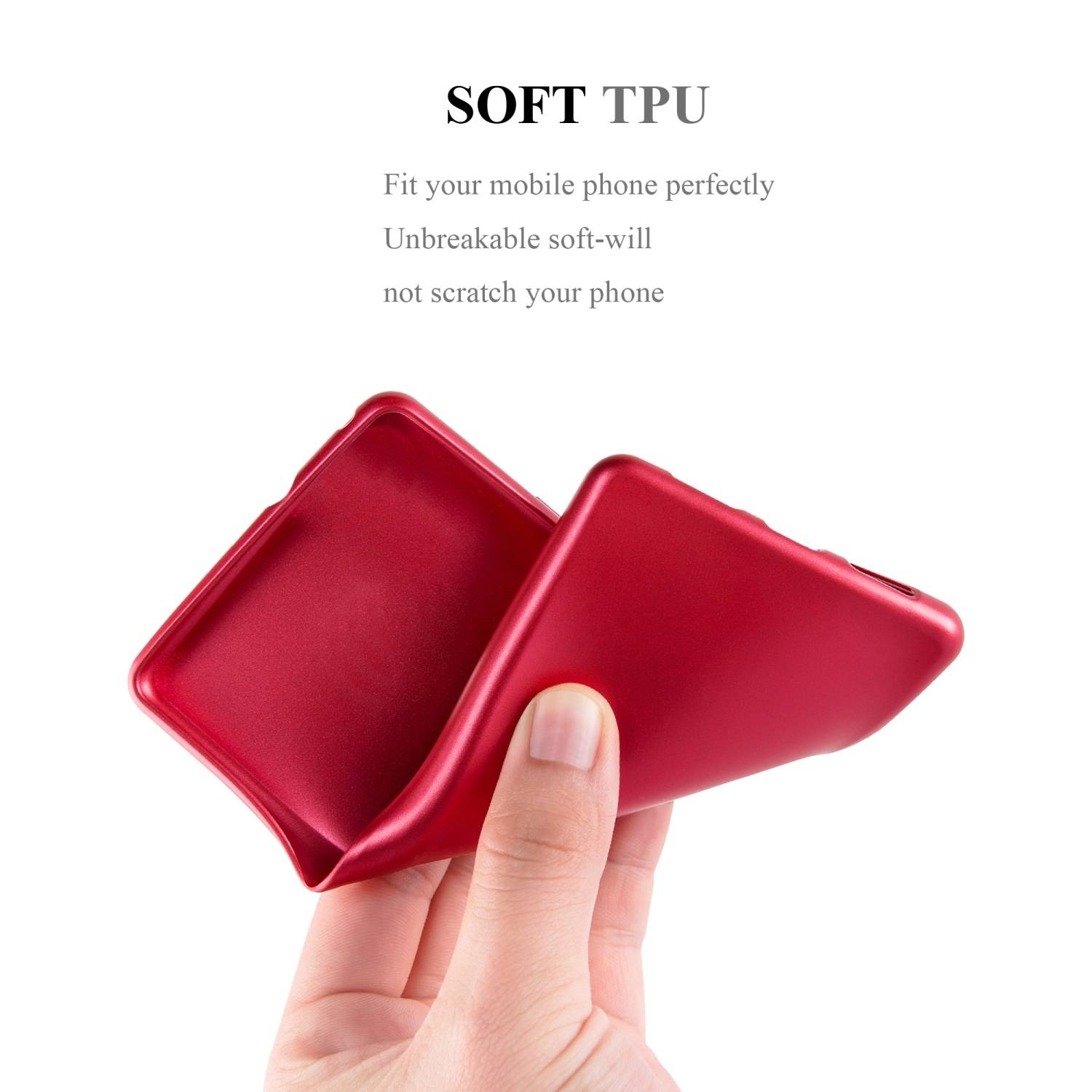 Cadorabo Schutzhülle für OnePlus ONE Hülle in Rot Handyhülle TPU Silikon Etui Cover Case