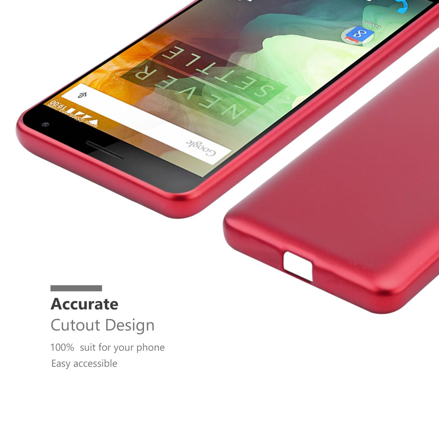 Cadorabo Schutzhülle für OnePlus ONE Hülle in Rot Handyhülle TPU Silikon Etui Cover Case