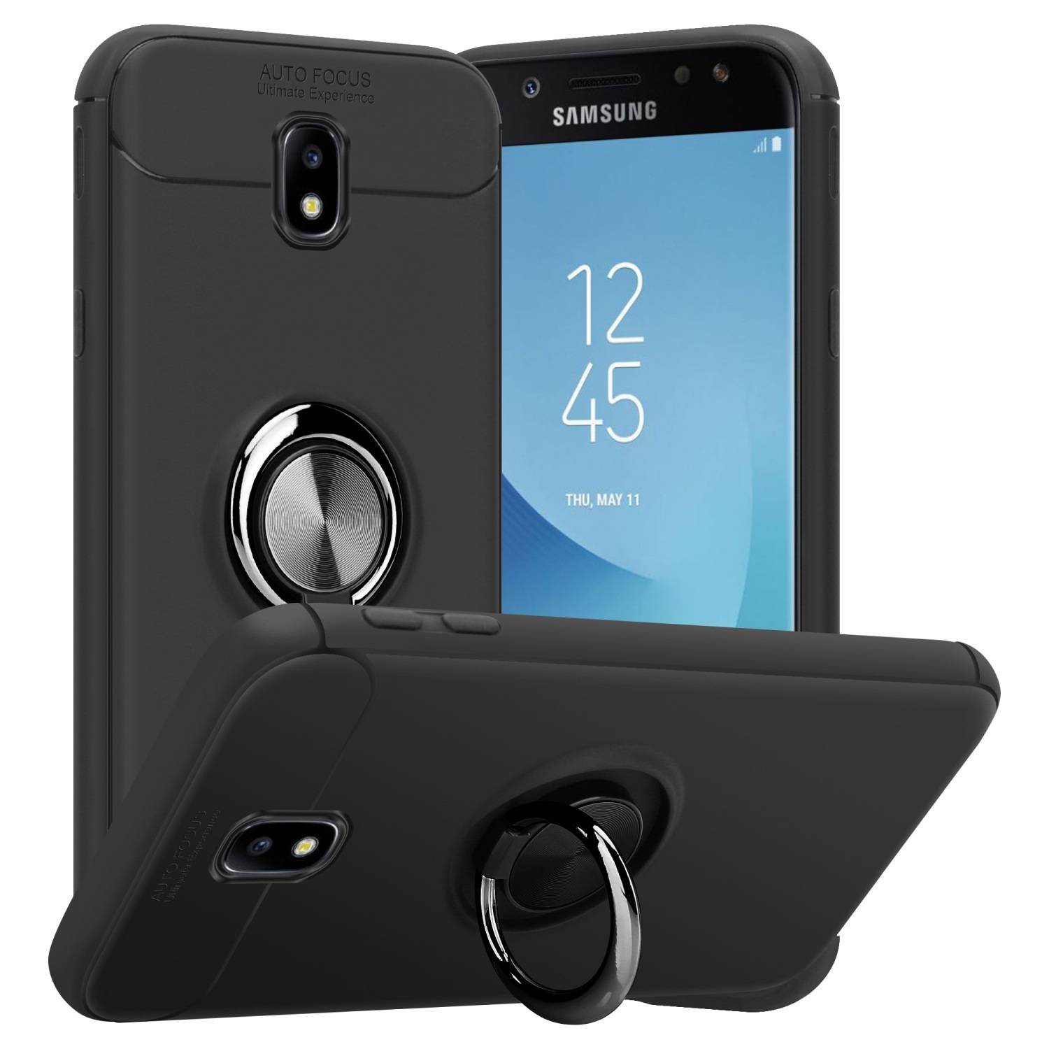 Cadorabo Schutzhülle für Samsung Galaxy J7 2017 Hülle in Schwarz Handyhülle Etui Cover Case Silikon TPU