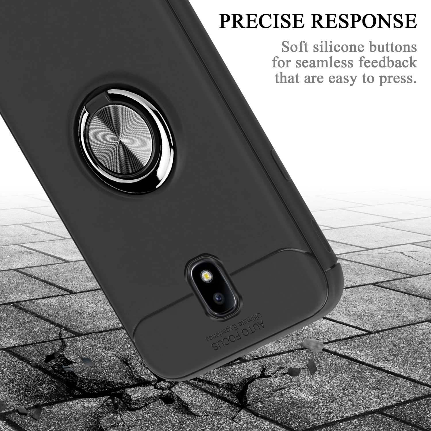 Cadorabo Schutzhülle für Samsung Galaxy J7 2017 Hülle in Schwarz Handyhülle Etui Cover Case Silikon TPU