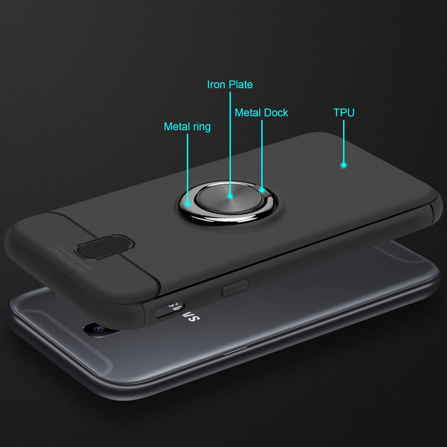 Cadorabo Schutzhülle für Samsung Galaxy J7 2017 Hülle in Schwarz Handyhülle Etui Cover Case Silikon TPU