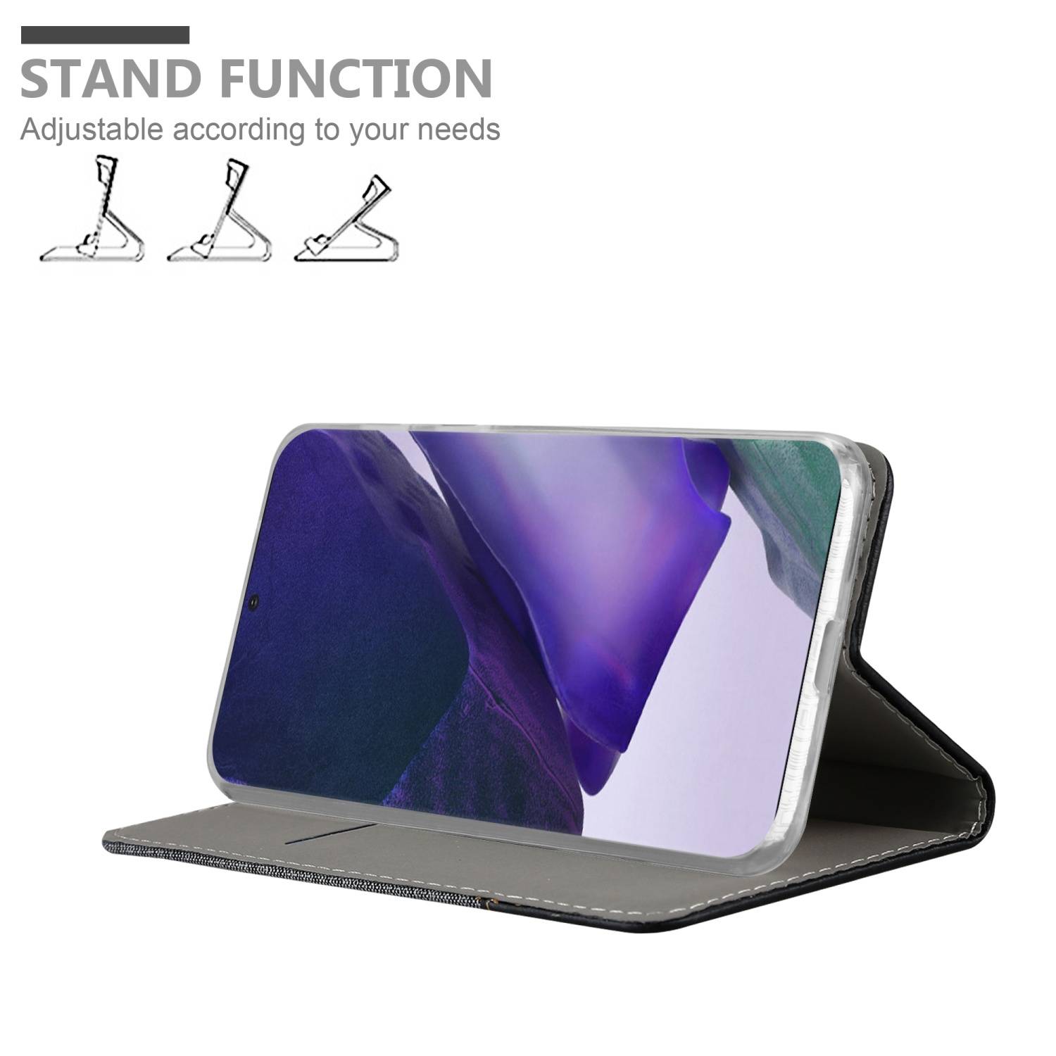 Cadorabo Hülle für Samsung Galaxy NOTE 20 ULTRA Schutzhülle in Grau Handy Hülle Etui Book Case Cover