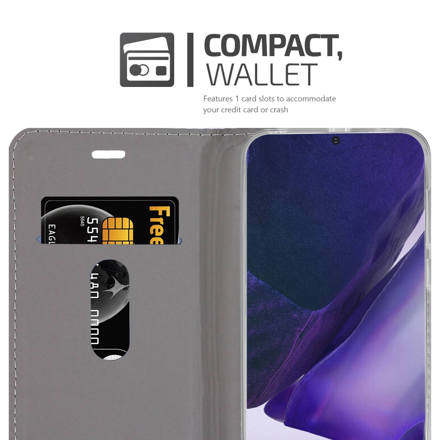 Cadorabo Hülle für Samsung Galaxy NOTE 20 ULTRA Schutzhülle in Grau Handy Hülle Etui Book Case Cover