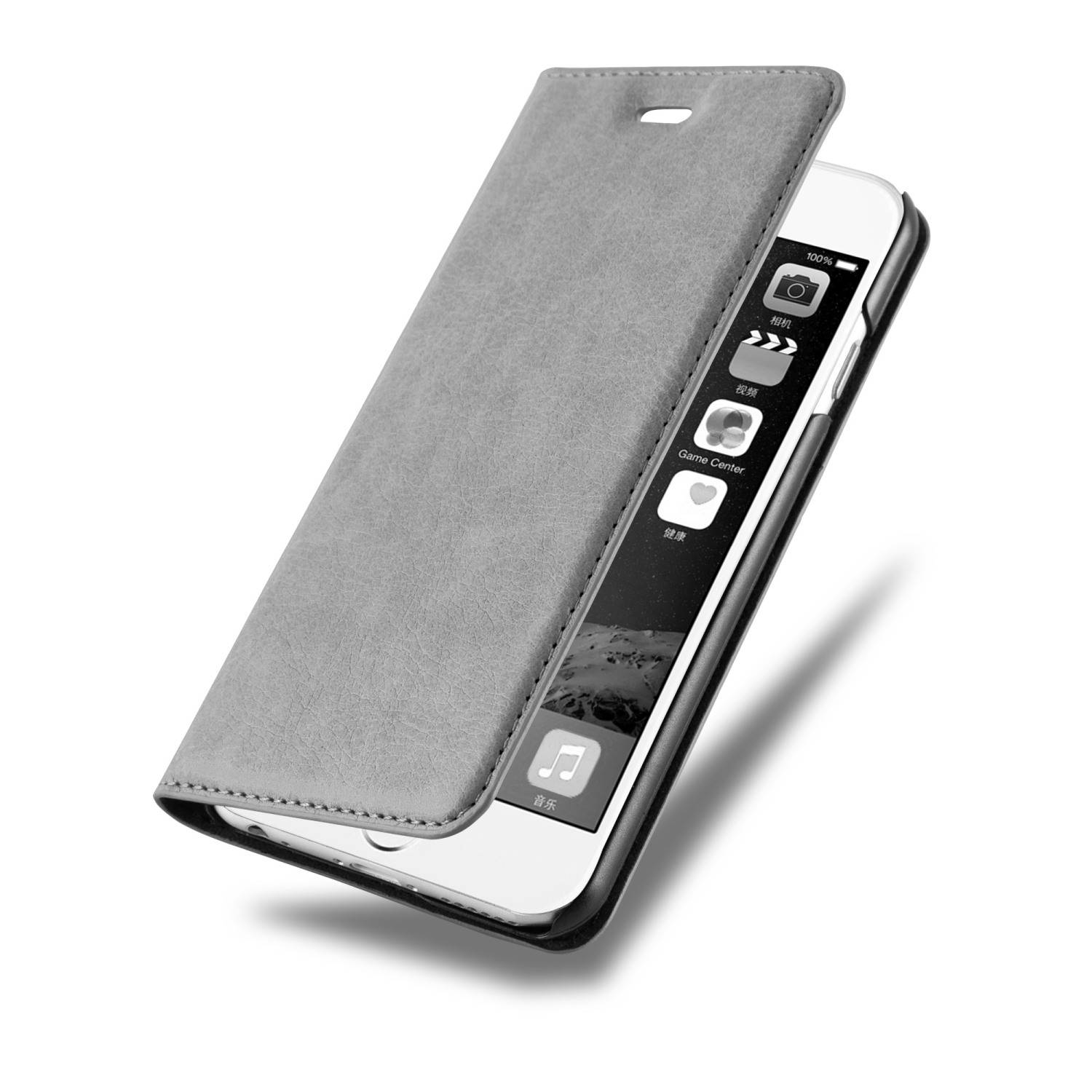 Cadorabo Hülle für Apple iPhone 6 / 6S Schutz Hülle in Grau Flip Etui Handyhülle Case Cover