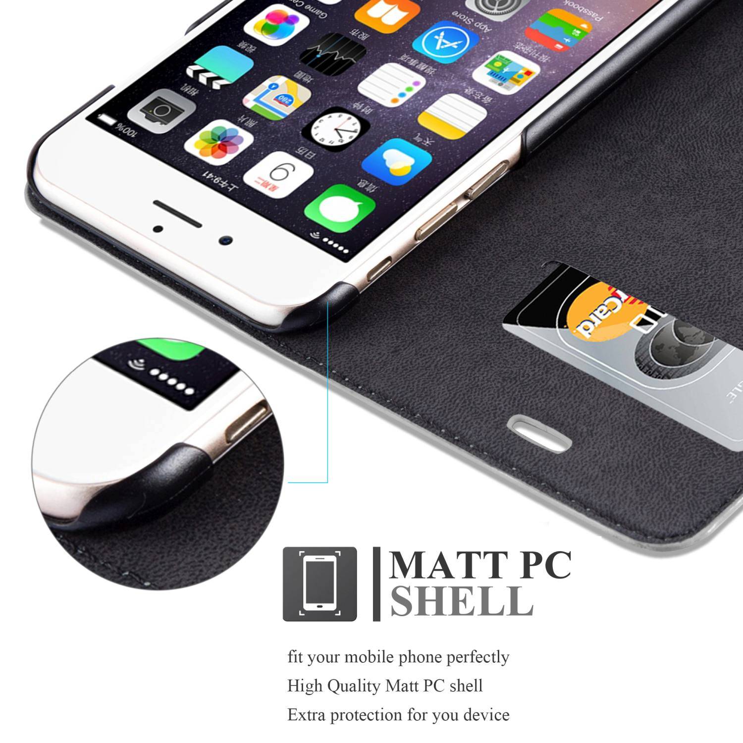 Cadorabo Hülle für Apple iPhone 6 / 6S Schutz Hülle in Grau Flip Etui Handyhülle Case Cover