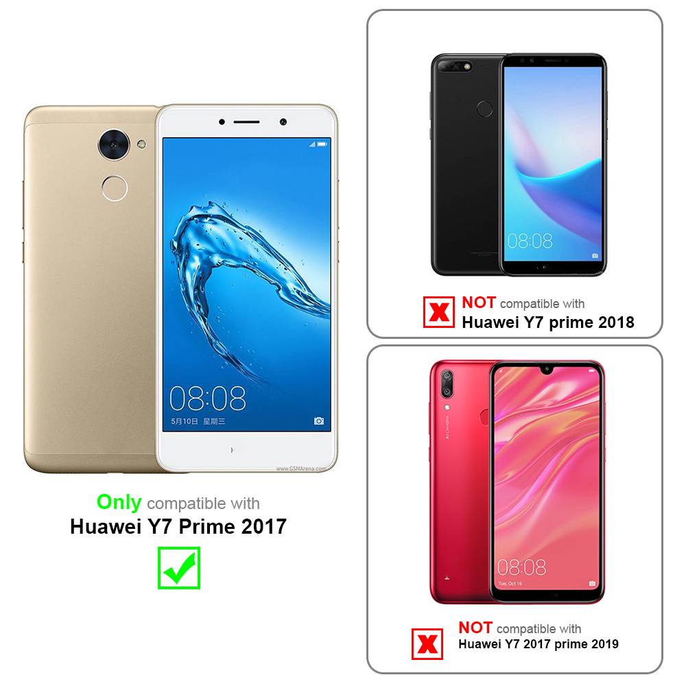Cadorabo Hülle für Huawei Y7 PRIME 2017 Schutz Hülle in Braun Handyhülle Etui Case Cover Magnetverschluss