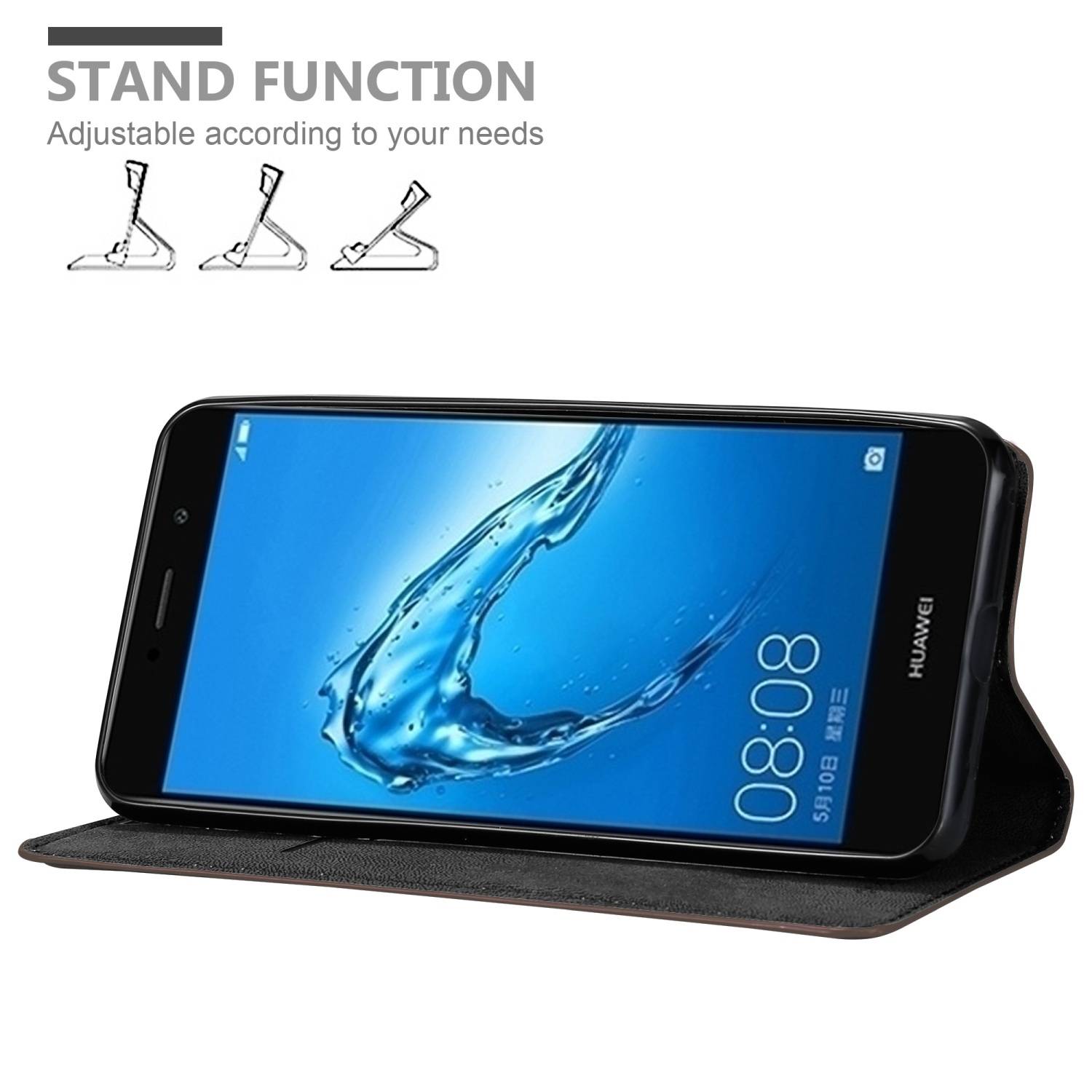 Cadorabo Hülle für Huawei Y7 PRIME 2017 Schutz Hülle in Braun Handyhülle Etui Case Cover Magnetverschluss