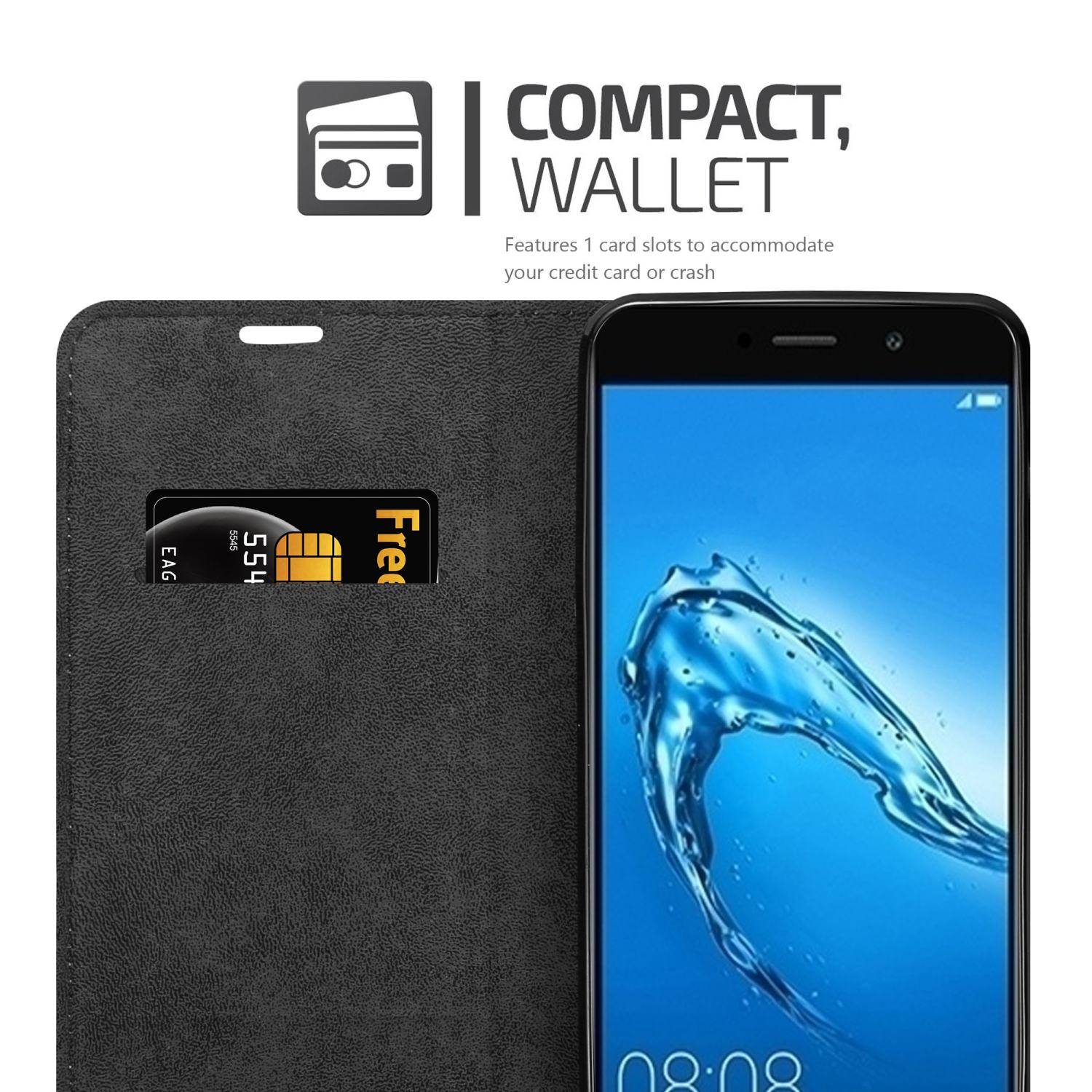 Cadorabo Hülle für Huawei Y7 PRIME 2017 Schutz Hülle in Braun Handyhülle Etui Case Cover Magnetverschluss