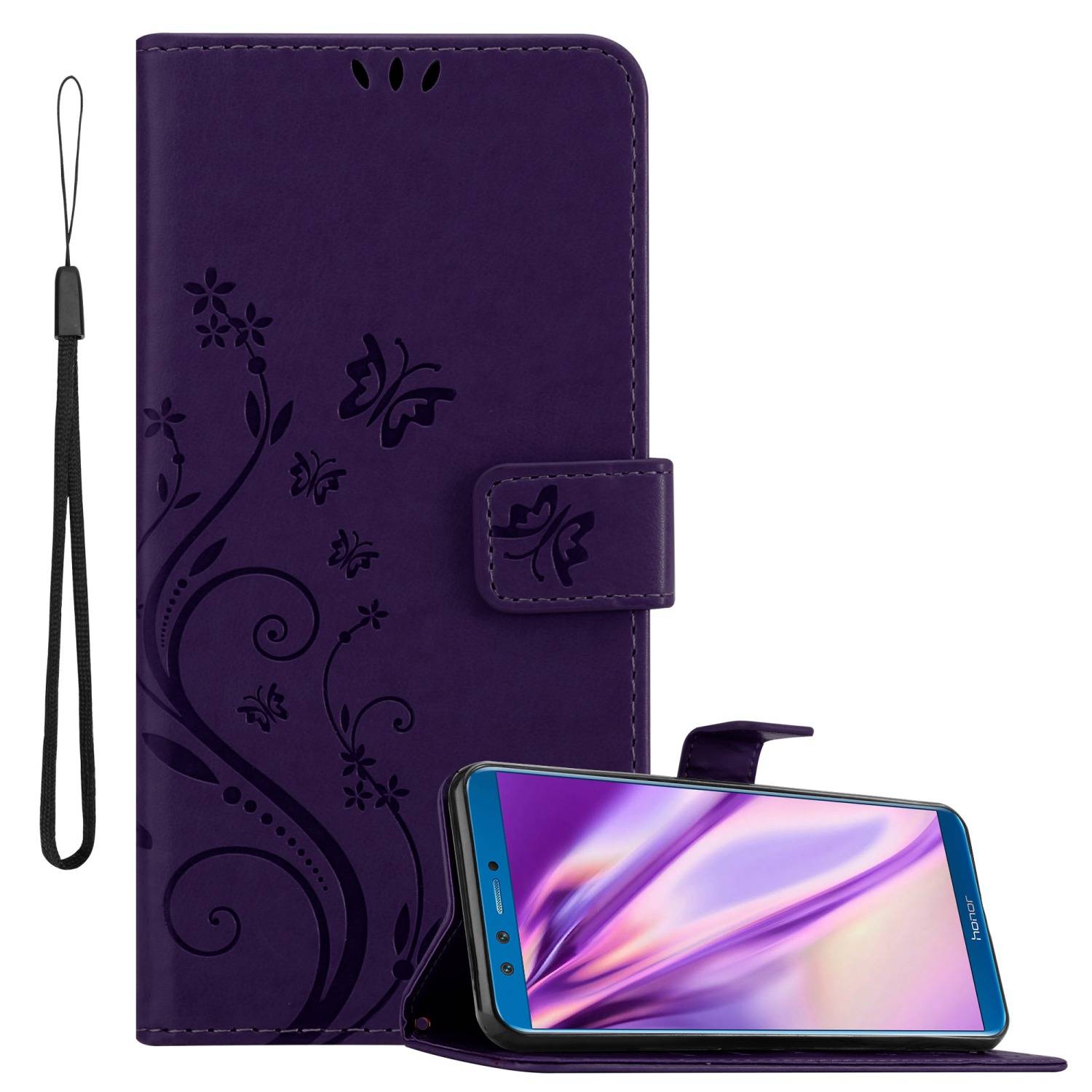 Cadorabo Hülle für Honor 9X LITE Schutz Hülle in Lila Schutzhülle Handy Hülle Etui Case Blumen Flower