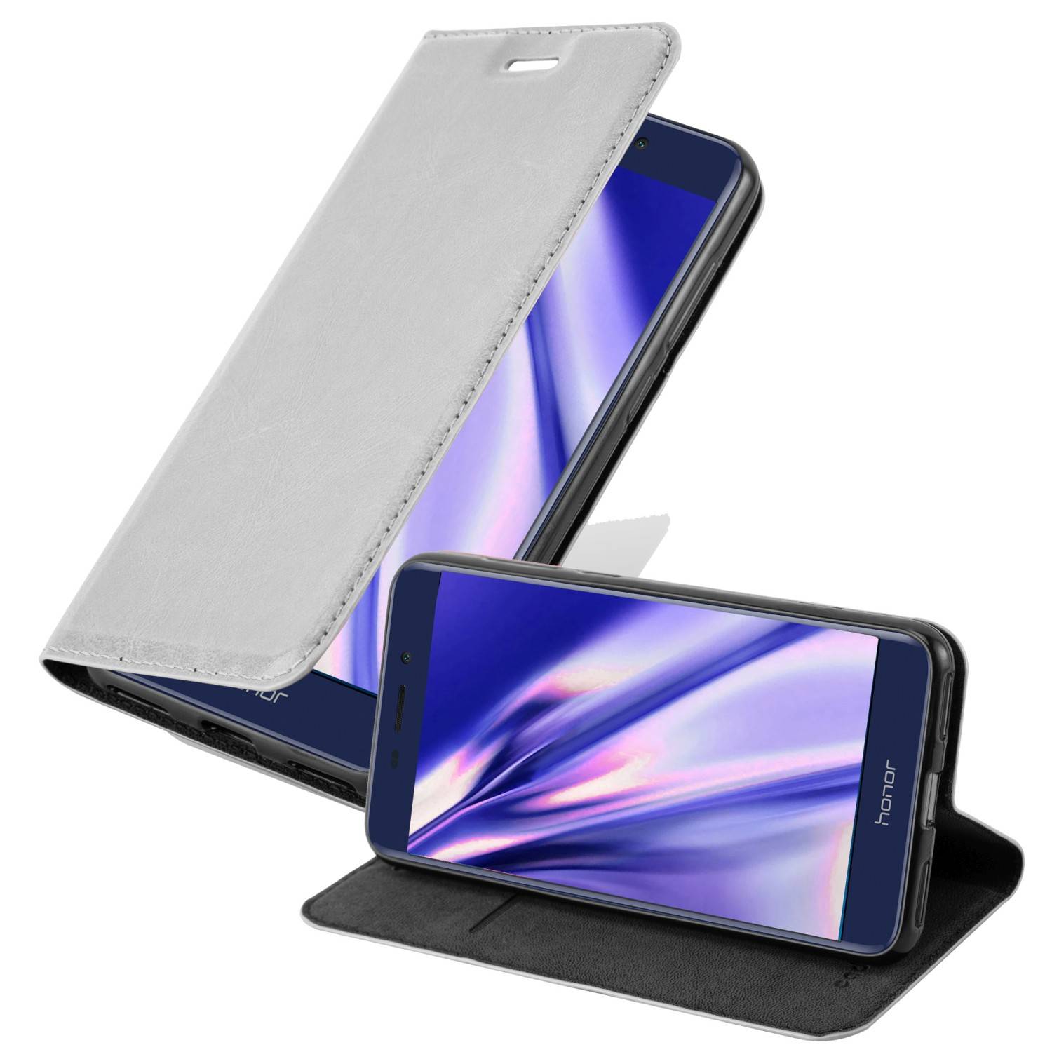 Cadorabo Hülle für Honor 6C PRO Schutz Hülle in Grau Handyhülle Etui Case Cover Magnetverschluss