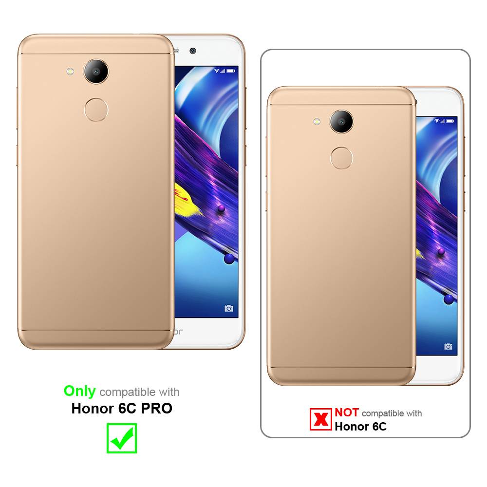 Cadorabo Hülle für Honor 6C PRO Schutz Hülle in Grau Handyhülle Etui Case Cover Magnetverschluss