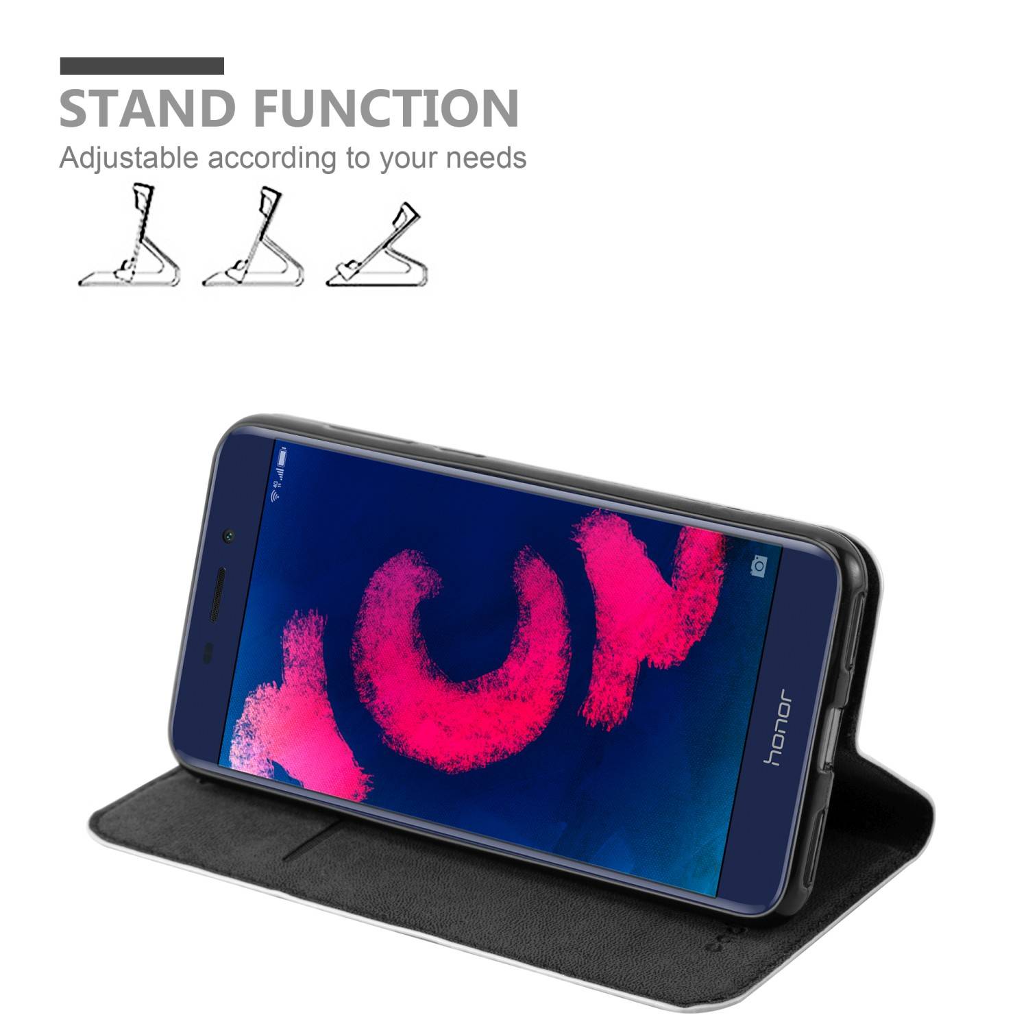 Cadorabo Hülle für Honor 6C PRO Schutz Hülle in Grau Handyhülle Etui Case Cover Magnetverschluss