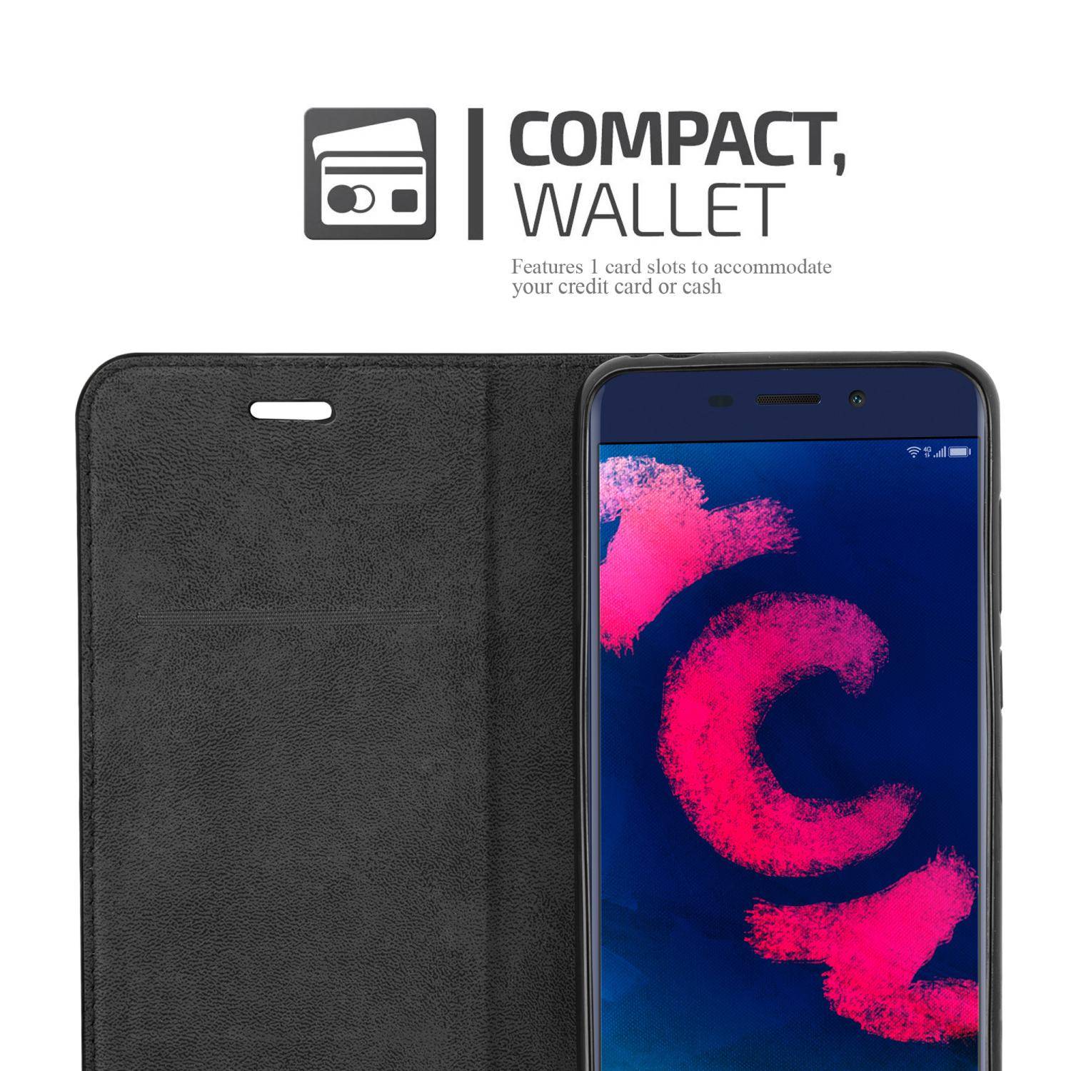 Cadorabo Hülle für Honor 6C PRO Schutz Hülle in Grau Handyhülle Etui Case Cover Magnetverschluss