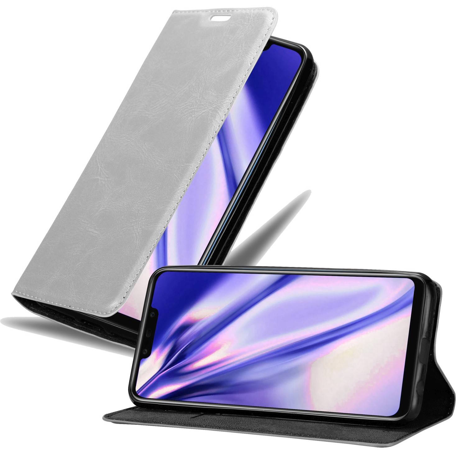 Cadorabo Hülle für Huawei MATE 20 LITE Schutz Hülle in Grau Handyhülle Etui Case Cover Magnetverschluss