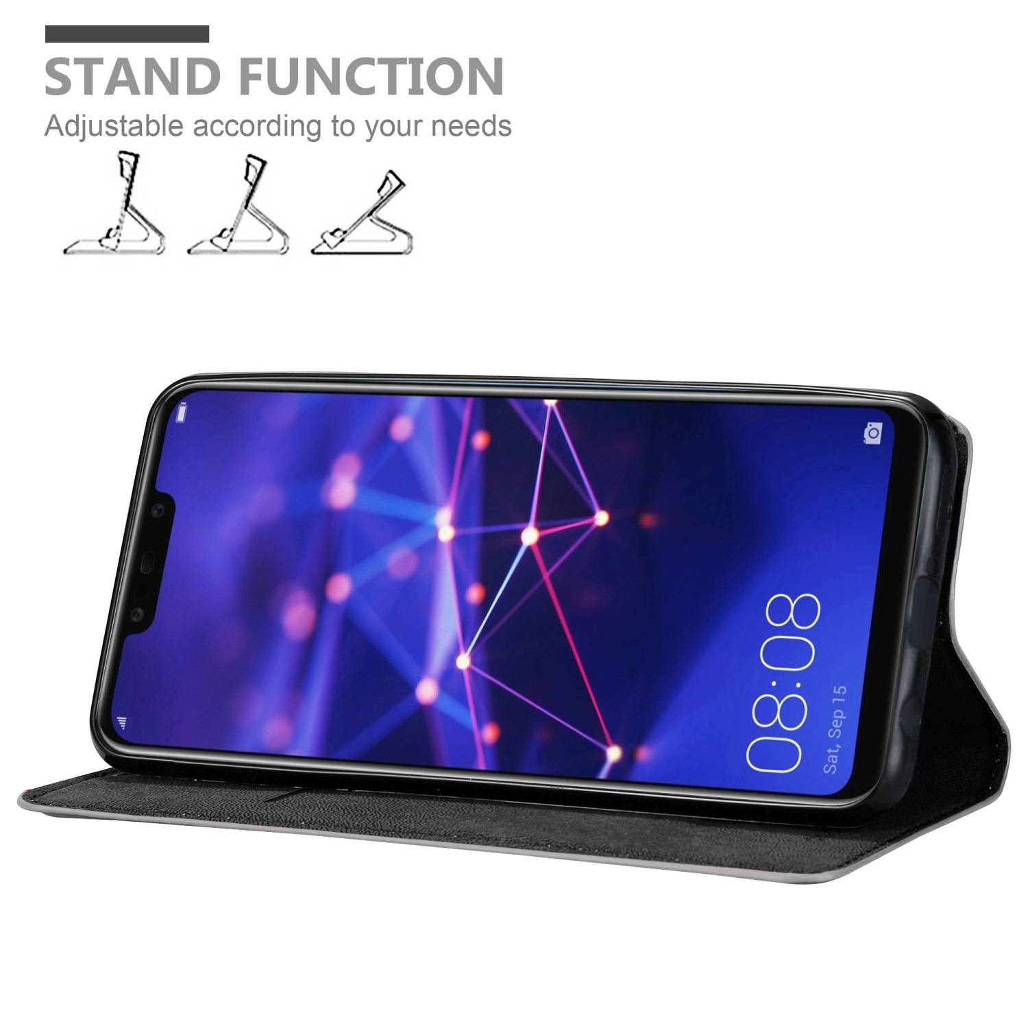 Cadorabo Hülle für Huawei MATE 20 LITE Schutz Hülle in Grau Handyhülle Etui Case Cover Magnetverschluss