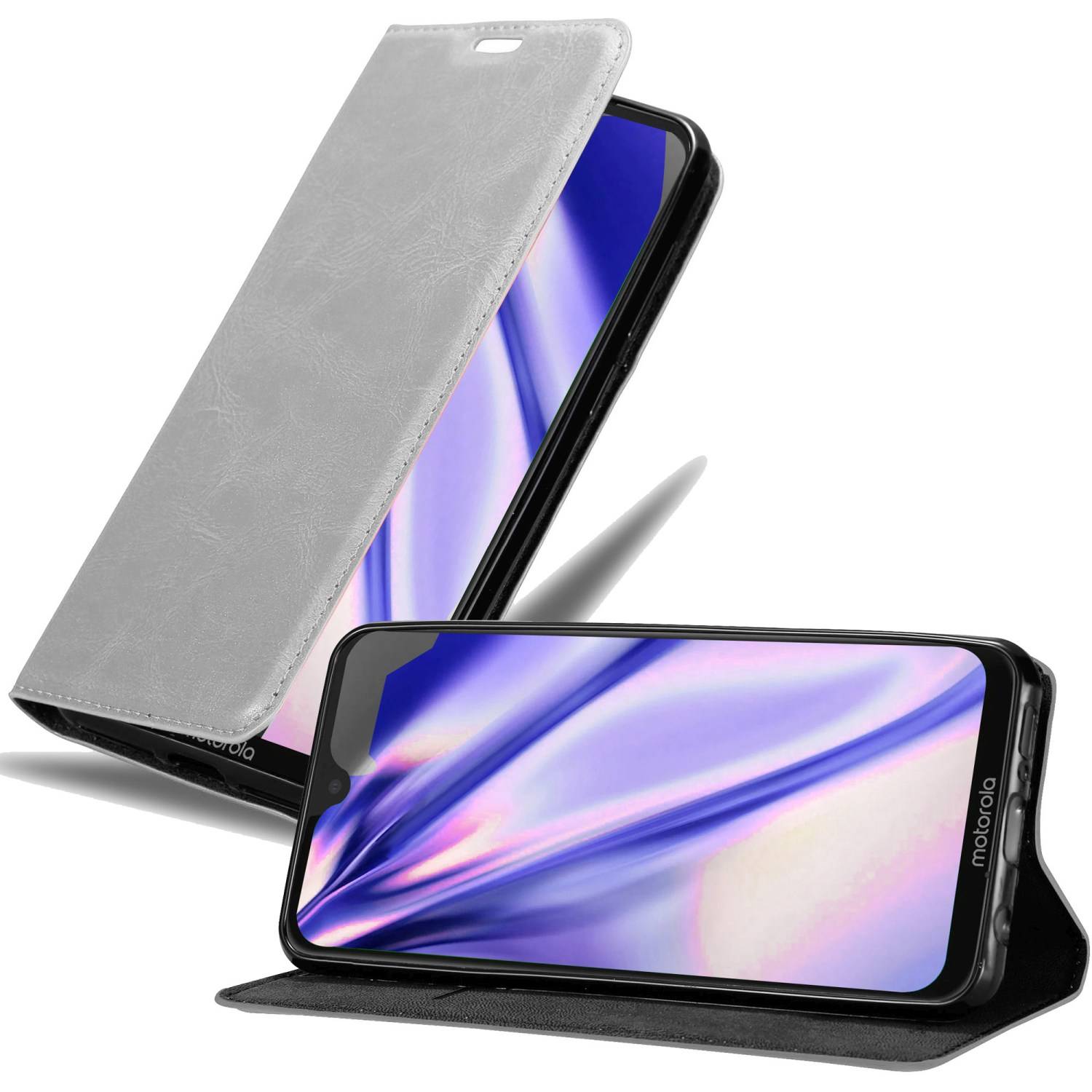 Cadorabo Hülle für Motorola MOTO G7 / G7 PLUS Schutz Hülle in Grau Handyhülle Etui Case Cover Magnetverschluss