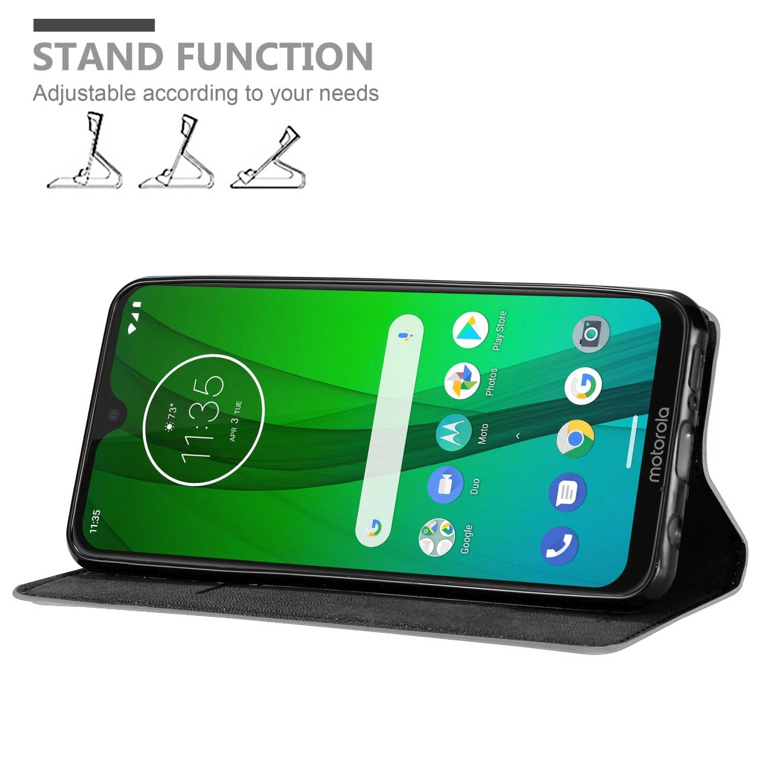 Cadorabo Hülle für Motorola MOTO G7 / G7 PLUS Schutz Hülle in Grau Handyhülle Etui Case Cover Magnetverschluss