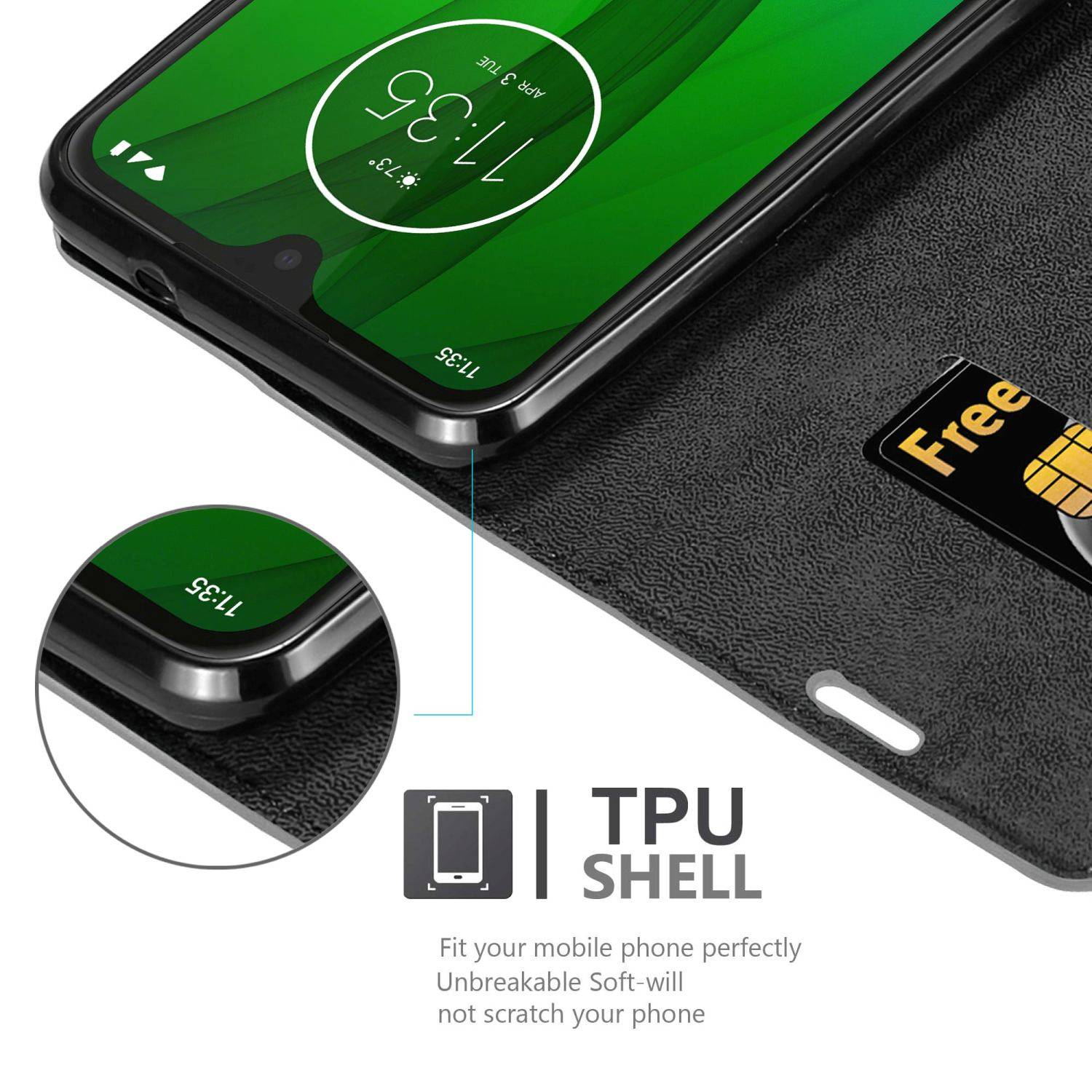 Cadorabo Hülle für Motorola MOTO G7 / G7 PLUS Schutz Hülle in Grau Handyhülle Etui Case Cover Magnetverschluss