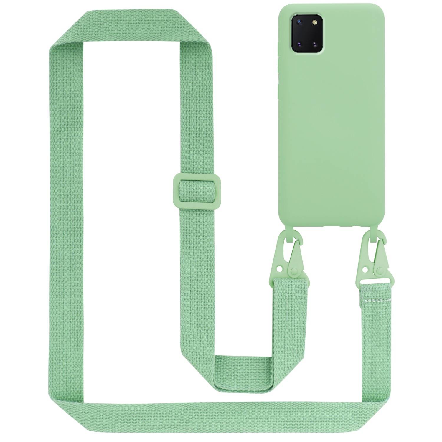 Cadorabo Schutzhülle für Samsung Galaxy A81 / NOTE 10 LITE / M60s Hülle in Grün Handykette Etui längenverstellbar Kordel