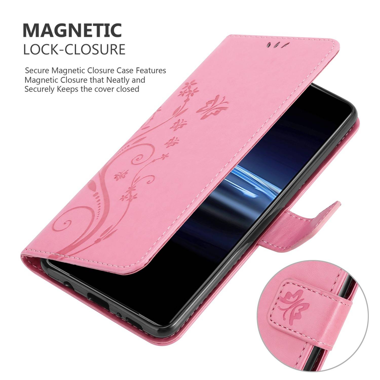 Cadorabo Hülle für Sony Xperia PRO-I Schutz Hülle in Rosa Schutzhülle Handy Hülle Etui Case Blumen Flower