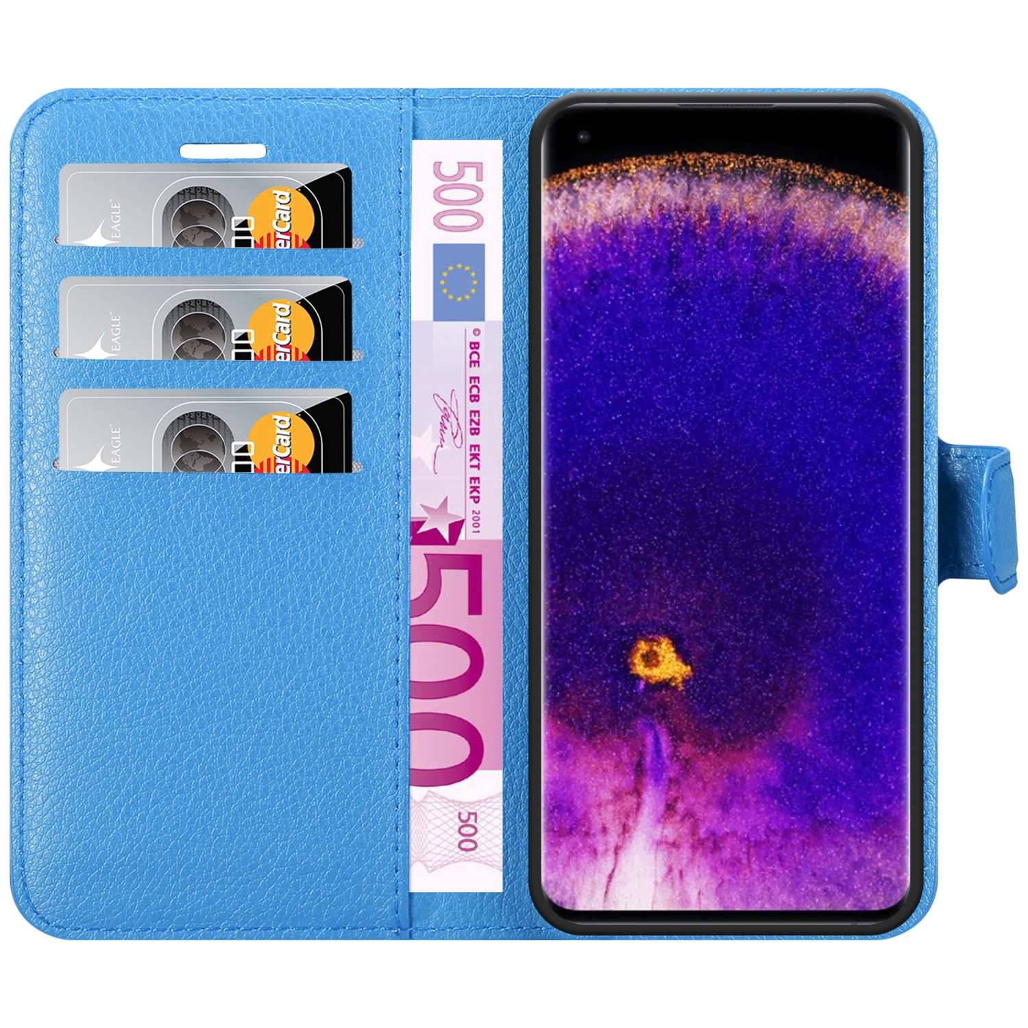 Cadorabo Hülle für Oppo FIND X5 PRO Schutz Hülle in Blau Handyhülle Etui Case Cover Magnetverschluss