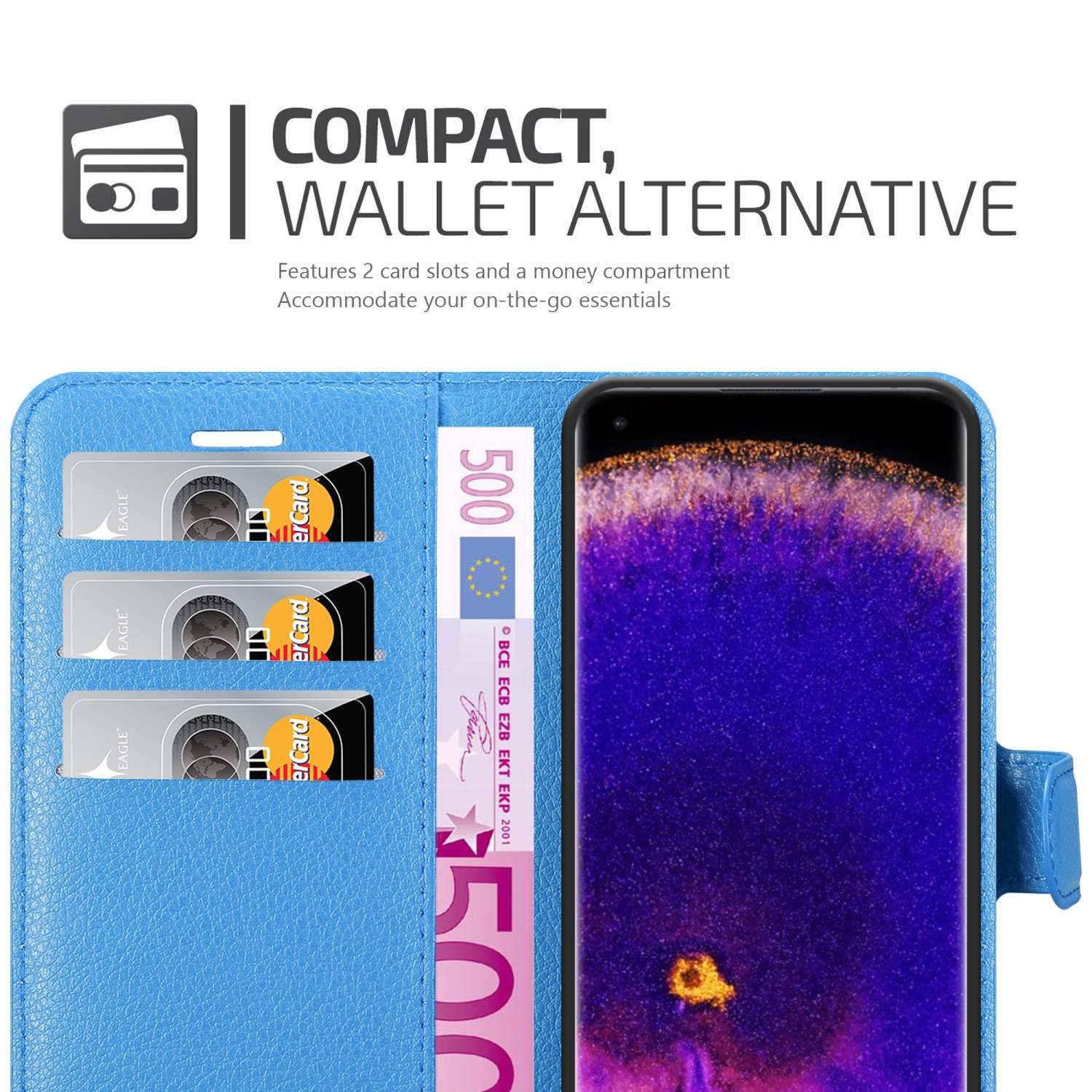 Cadorabo Hülle für Oppo FIND X5 PRO Schutz Hülle in Blau Handyhülle Etui Case Cover Magnetverschluss