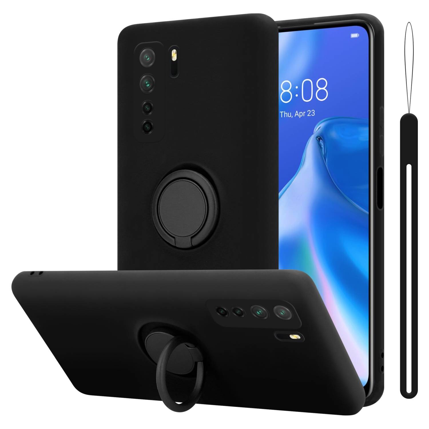 Cadorabo Hülle für Huawei P40 LITE 5G / NOVA 7 SE Schutz Hülle in Schwarz Handyhülle TPU Etui Case Cover