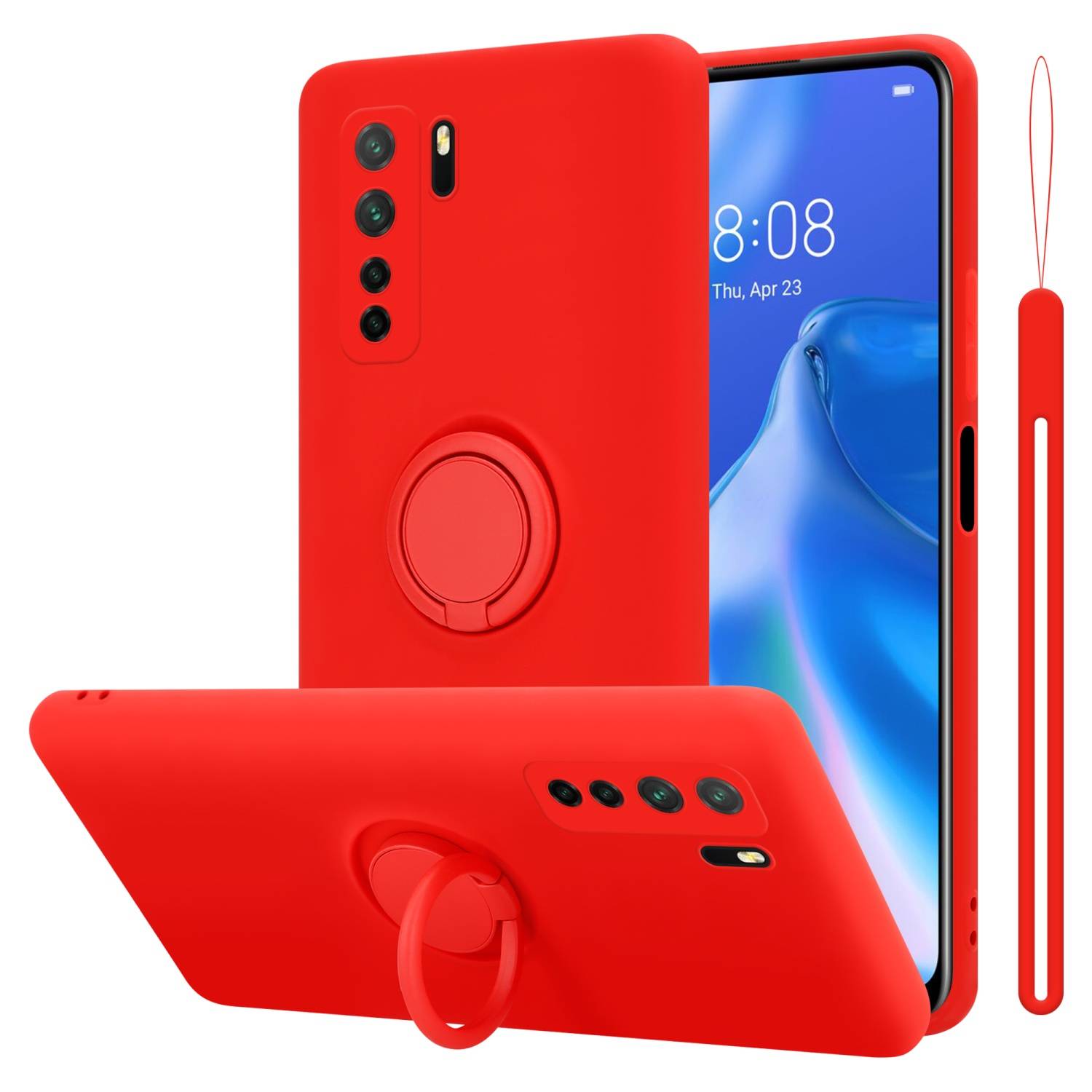 Cadorabo Hülle für Huawei P40 LITE 5G / NOVA 7 SE Schutz Hülle in Rot Handyhülle TPU Etui Case Cover