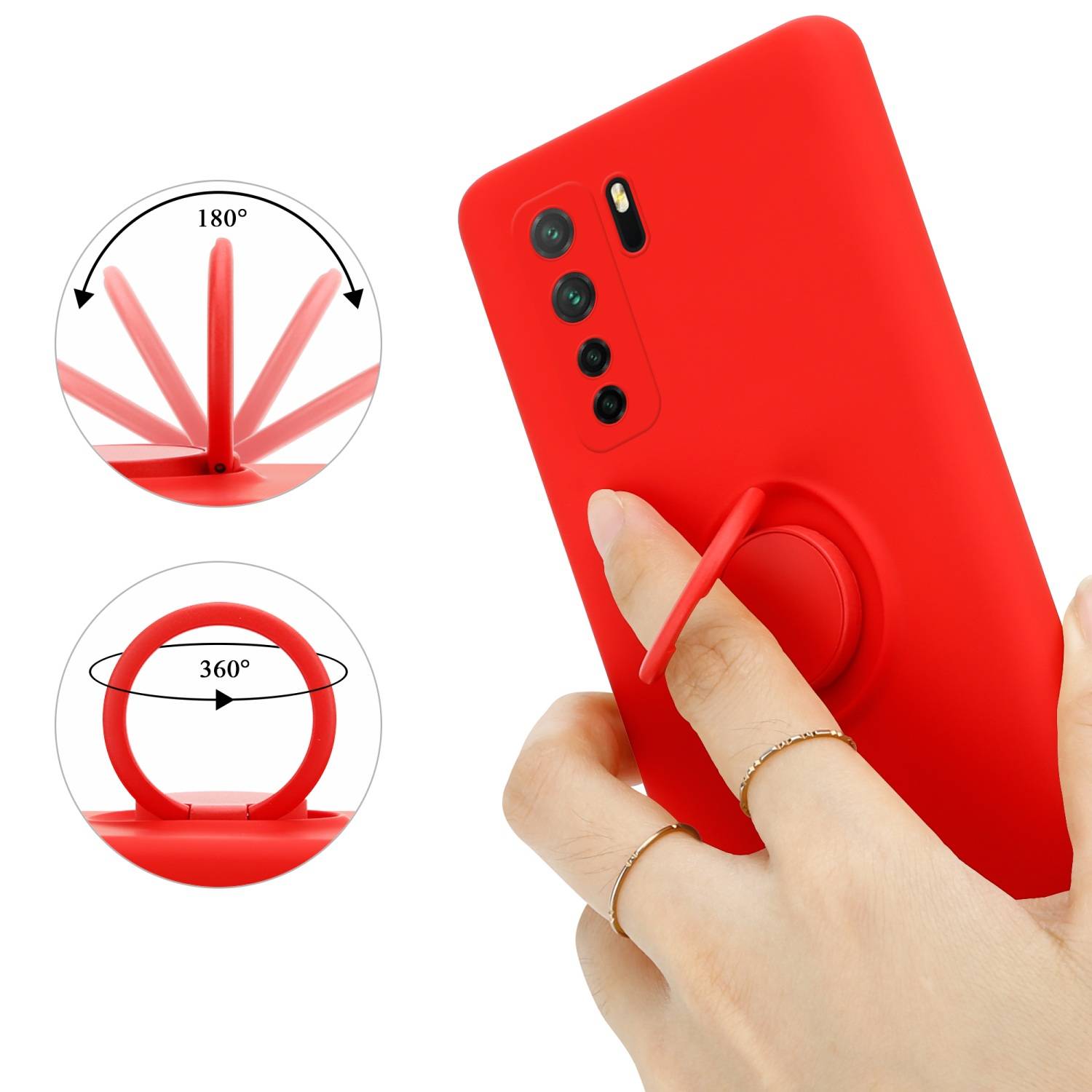 Cadorabo Hülle für Huawei P40 LITE 5G / NOVA 7 SE Schutz Hülle in Rot Handyhülle TPU Etui Case Cover