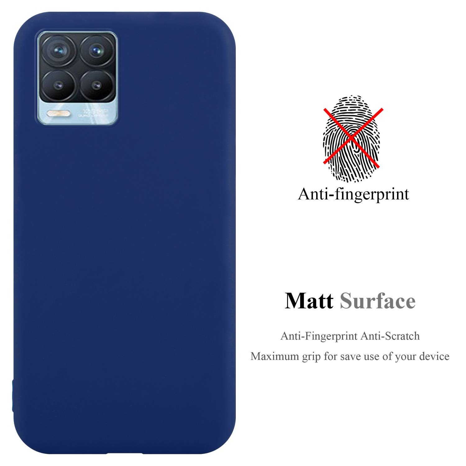 Cadorabo Hülle für Realme 8 4G / 8 PRO Schutzhülle in Blau Handyhülle TPU Silikon Etui Case Cover