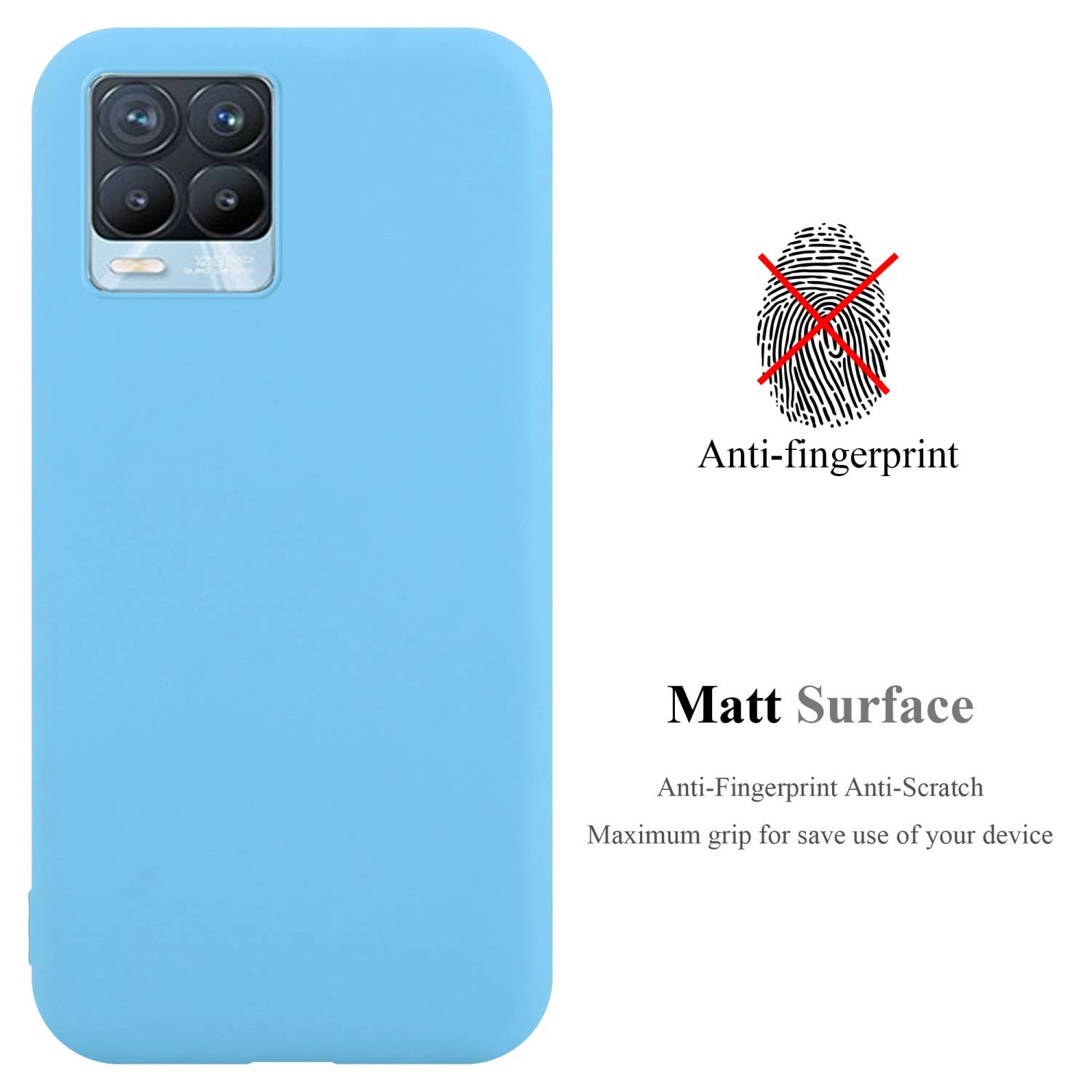 Cadorabo Hülle für Realme 8 4G / 8 PRO Schutzhülle in Blau Handyhülle TPU Silikon Etui Case Cover