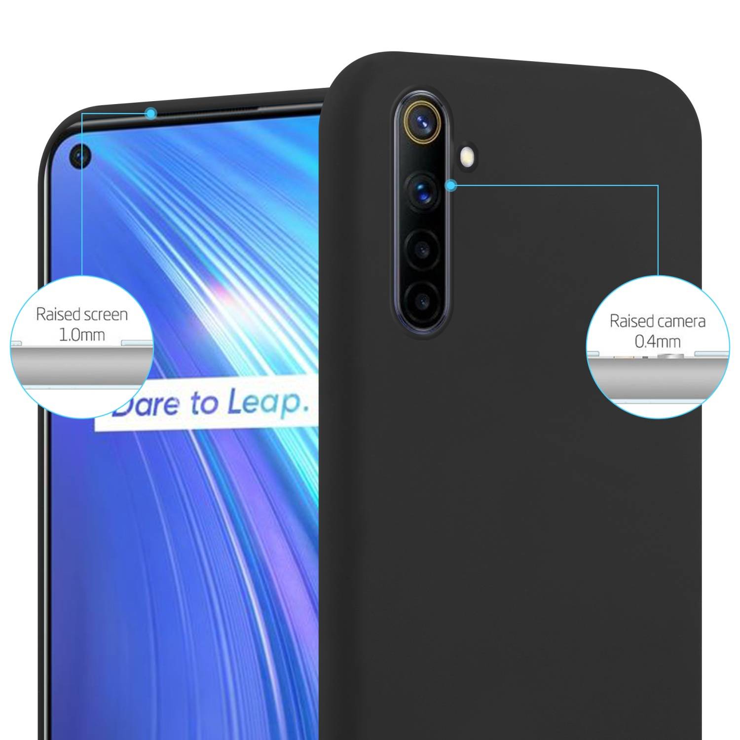 Cadorabo Hülle für Realme Narzo 4G Schutzhülle in Schwarz Handyhülle TPU Silikon Etui Case Cover
