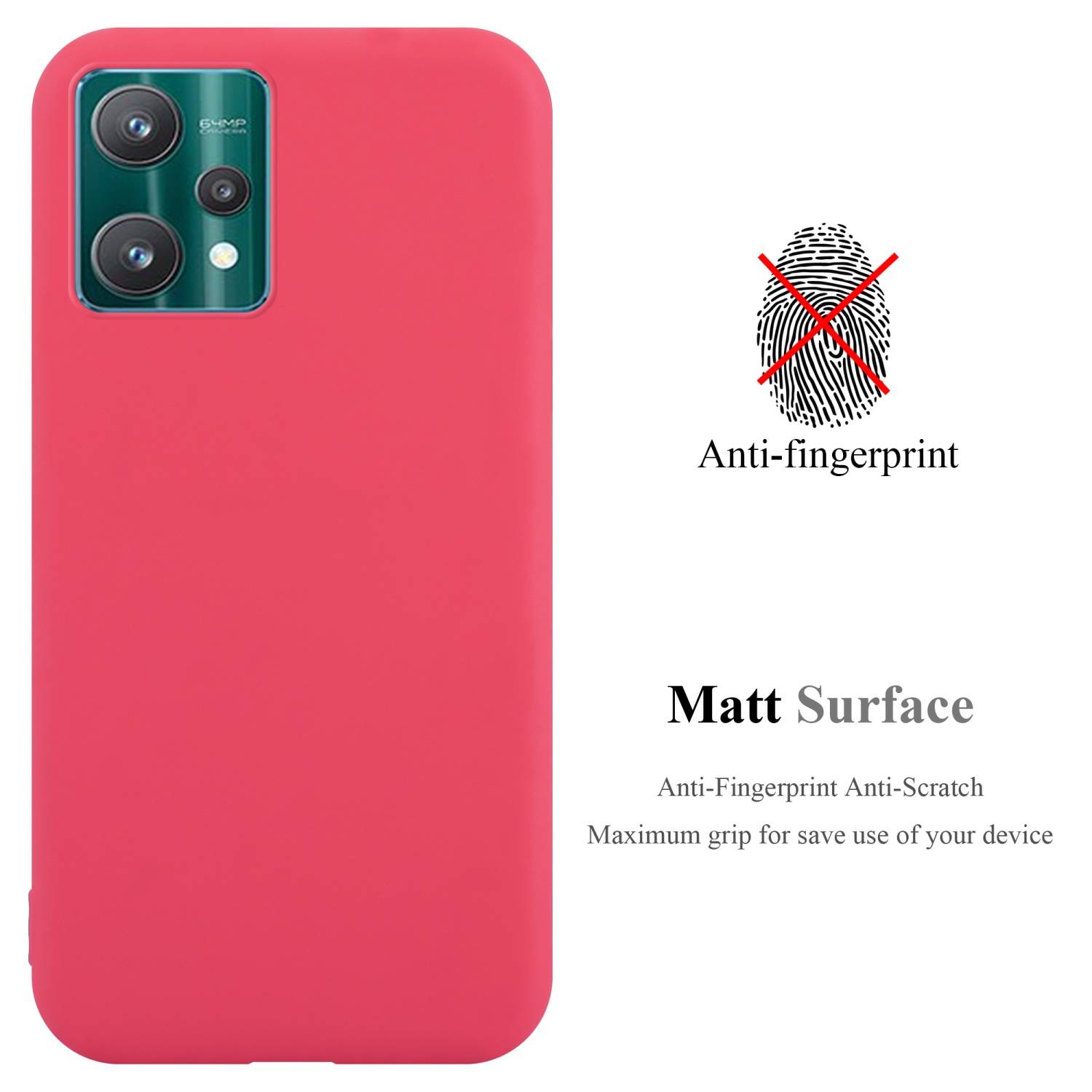 Cadorabo Hülle für Realme 9 4G / 9 PRO+ Schutzhülle in Rot Handyhülle TPU Silikon Etui Case Cover
