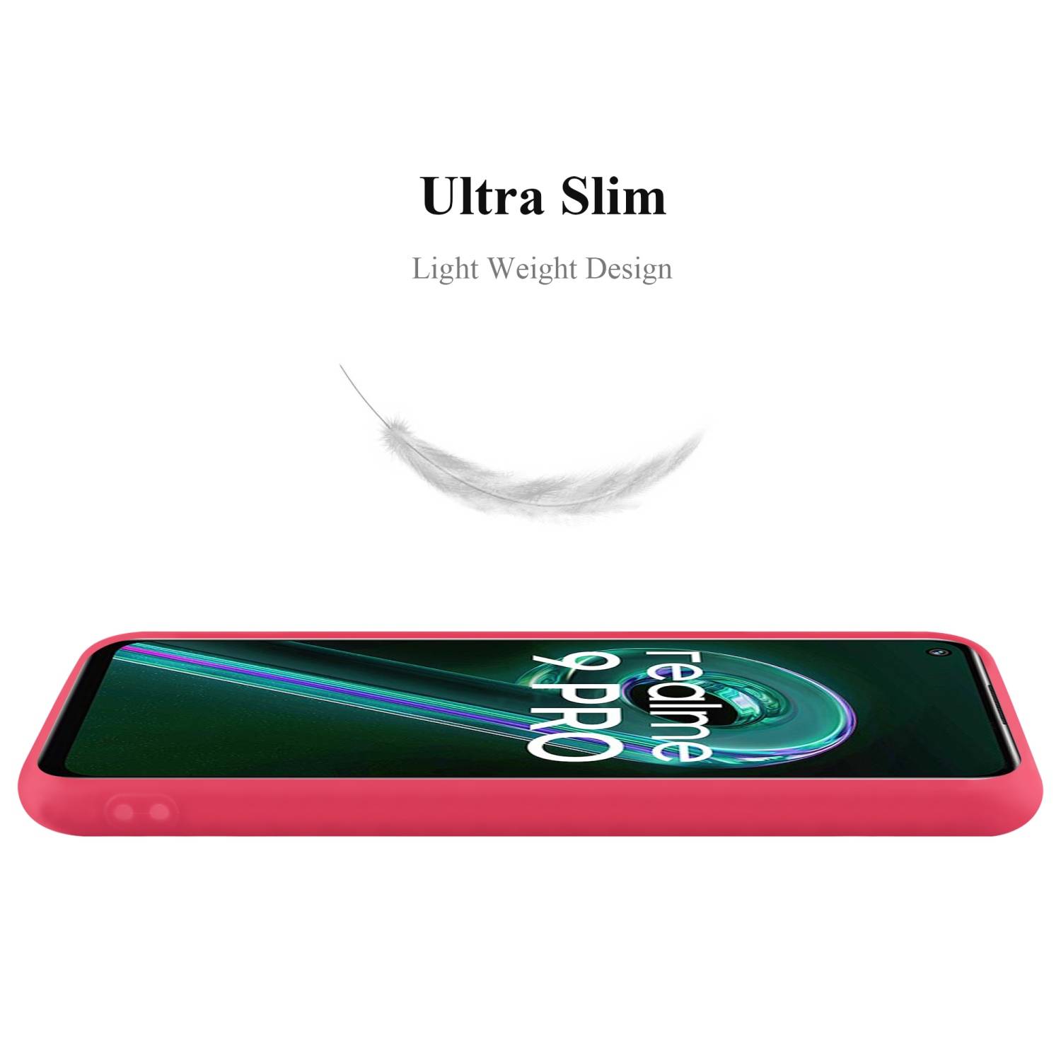 Cadorabo Hülle für Realme 9 4G / 9 PRO+ Schutzhülle in Rot Handyhülle TPU Silikon Etui Case Cover