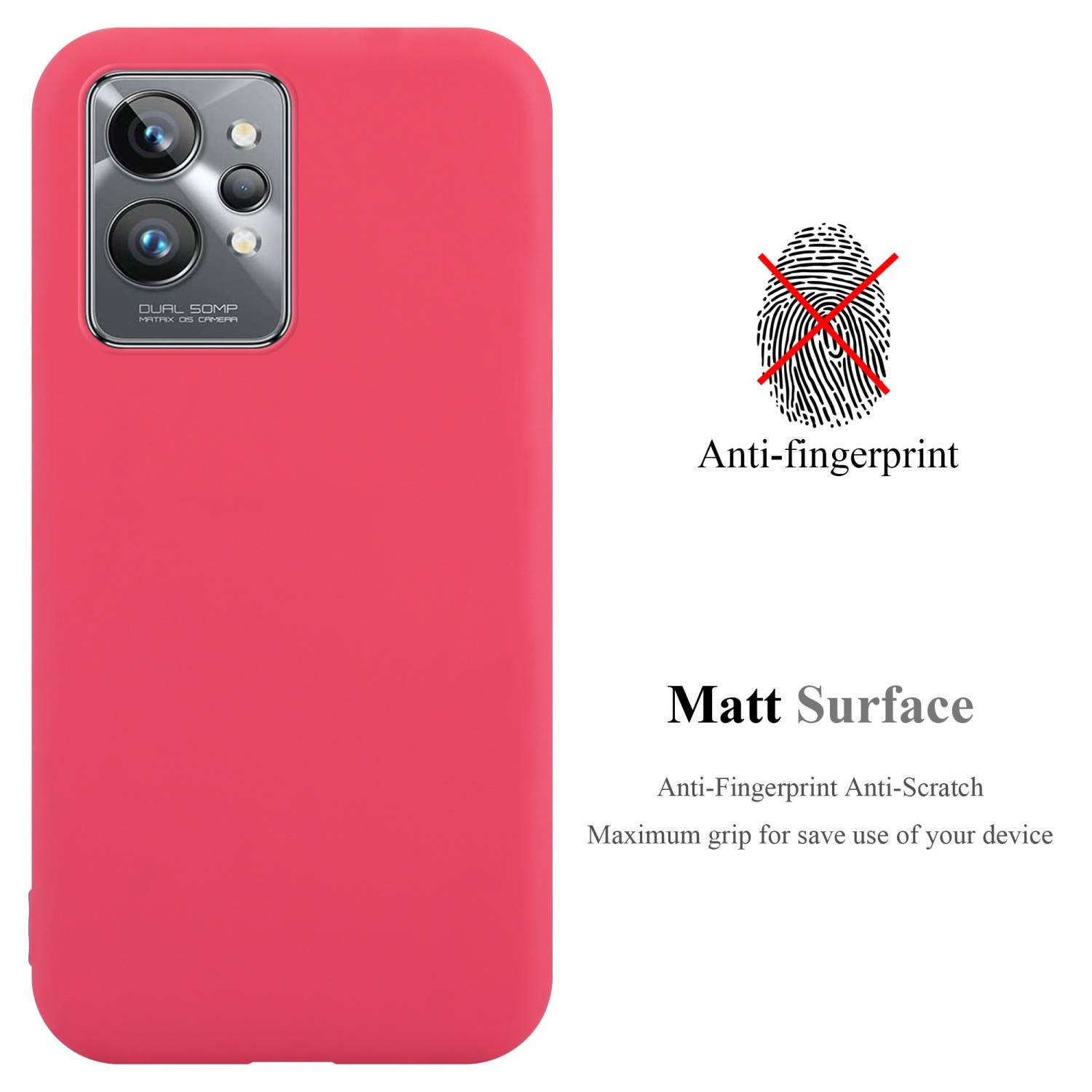 Cadorabo Hülle für Realme GT 2 PRO Schutzhülle in Rot Handyhülle TPU Silikon Etui Case Cover