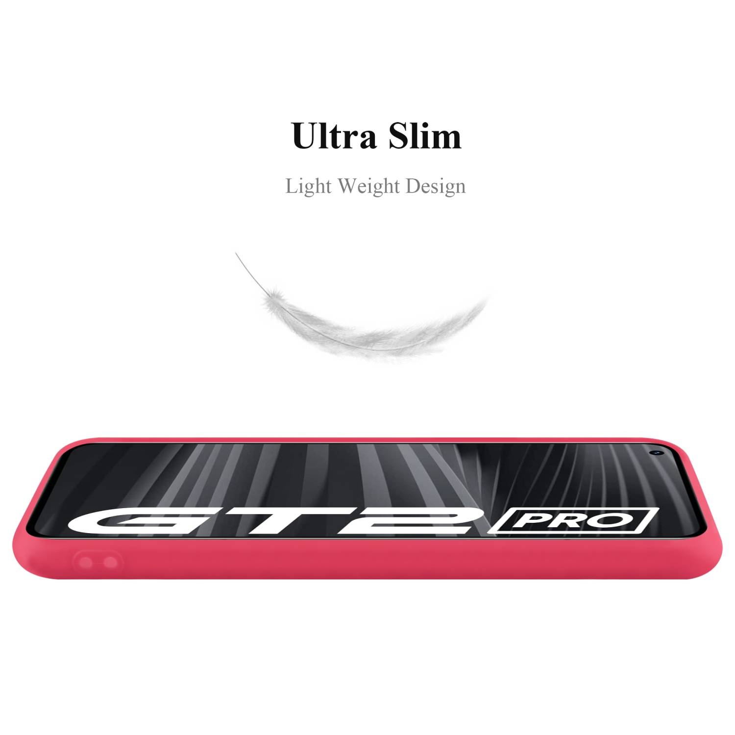 Cadorabo Hülle für Realme GT 2 PRO Schutzhülle in Rot Handyhülle TPU Silikon Etui Case Cover