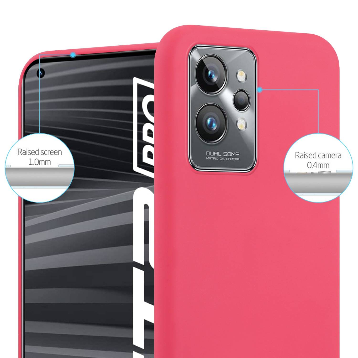 Cadorabo Hülle für Realme GT 2 PRO Schutzhülle in Rot Handyhülle TPU Silikon Etui Case Cover