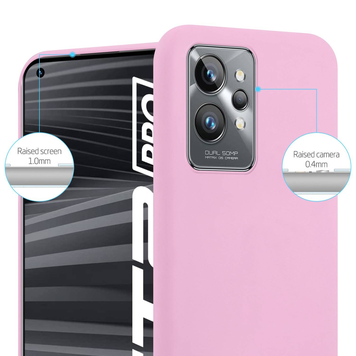 Cadorabo Hülle für Realme GT 2 PRO Schutzhülle in Rosa Handyhülle TPU Silikon Etui Case Cover