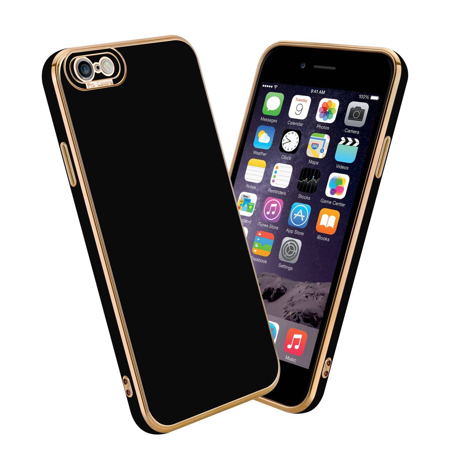 Cadorabo Hülle für Apple iPhone 6 / 6S Schutz Hülle in Schwarz Etui Handyhülle Cover Case TPU Kameraschutz