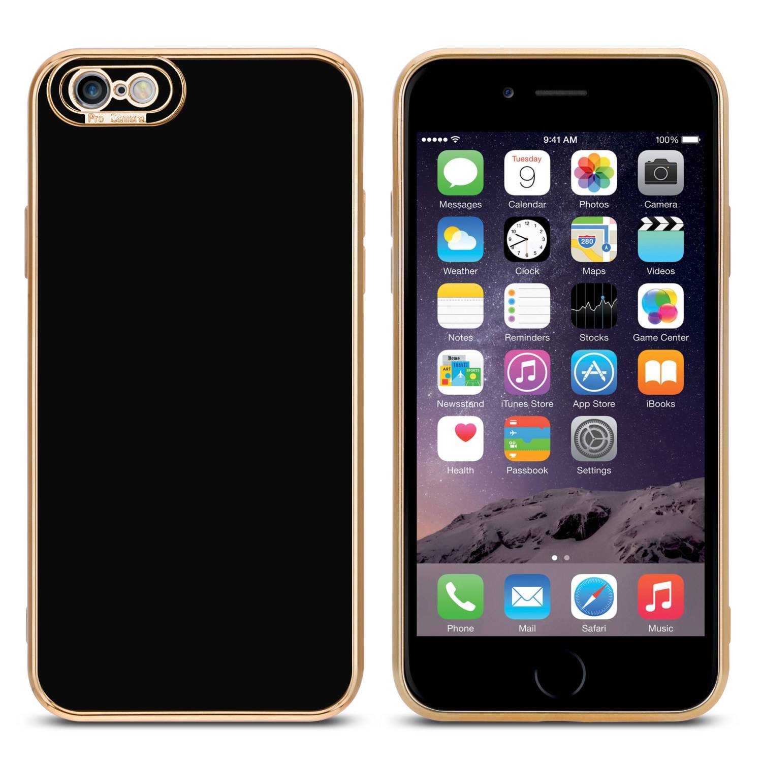 Cadorabo Hülle für Apple iPhone 6 / 6S Schutz Hülle in Schwarz Etui Handyhülle Cover Case TPU Kameraschutz