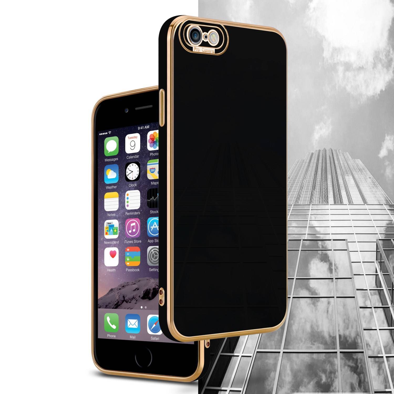 Cadorabo Hülle für Apple iPhone 6 / 6S Schutz Hülle in Schwarz Etui Handyhülle Cover Case TPU Kameraschutz