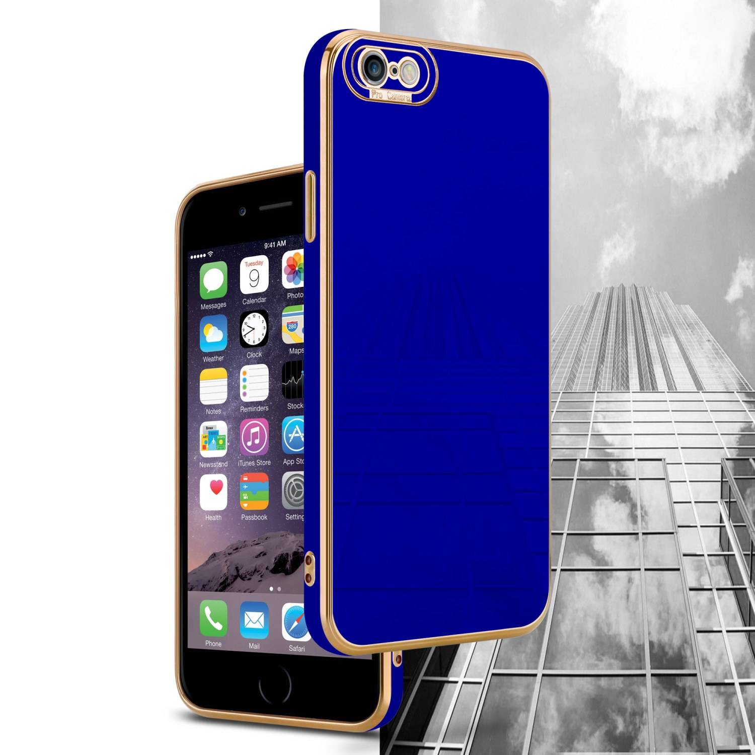 Cadorabo Hülle für Apple iPhone 6 / 6S Schutz Hülle in Blau Etui Handyhülle Cover Case TPU Kameraschutz