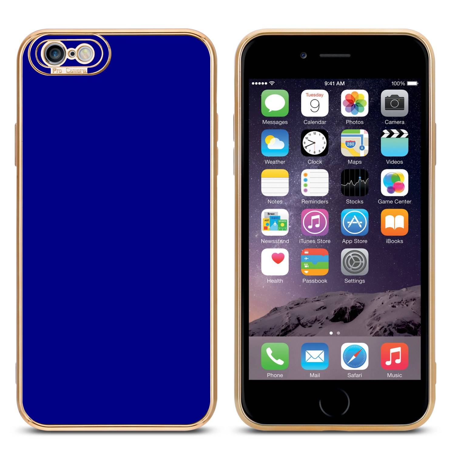 Cadorabo Hülle für Apple iPhone 6 / 6S Schutz Hülle in Blau Etui Handyhülle Cover Case TPU Kameraschutz