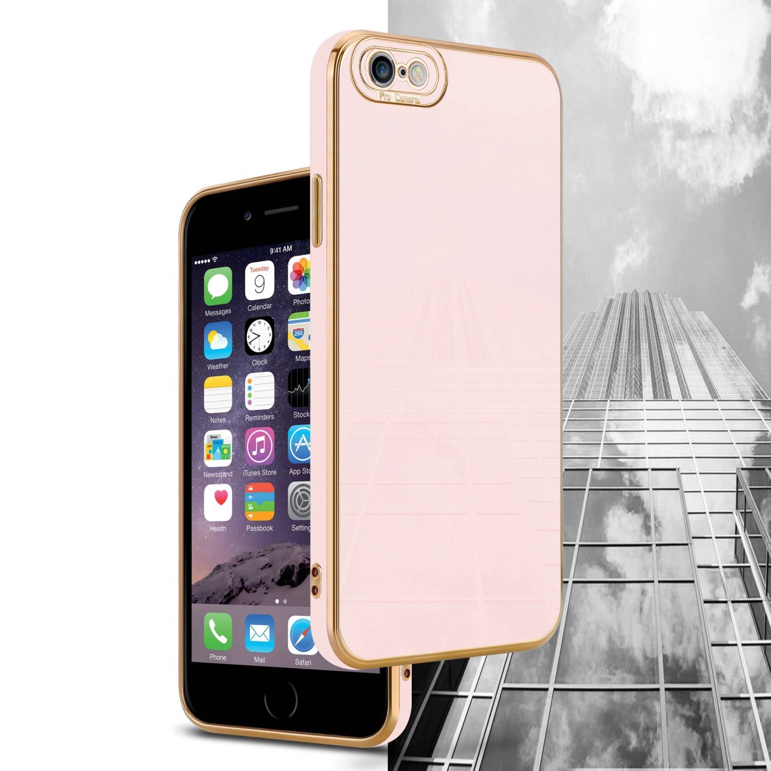 Cadorabo Hülle für Apple iPhone 6 / 6S Schutz Hülle in Rosa Etui Handyhülle Cover Case TPU Kameraschutz