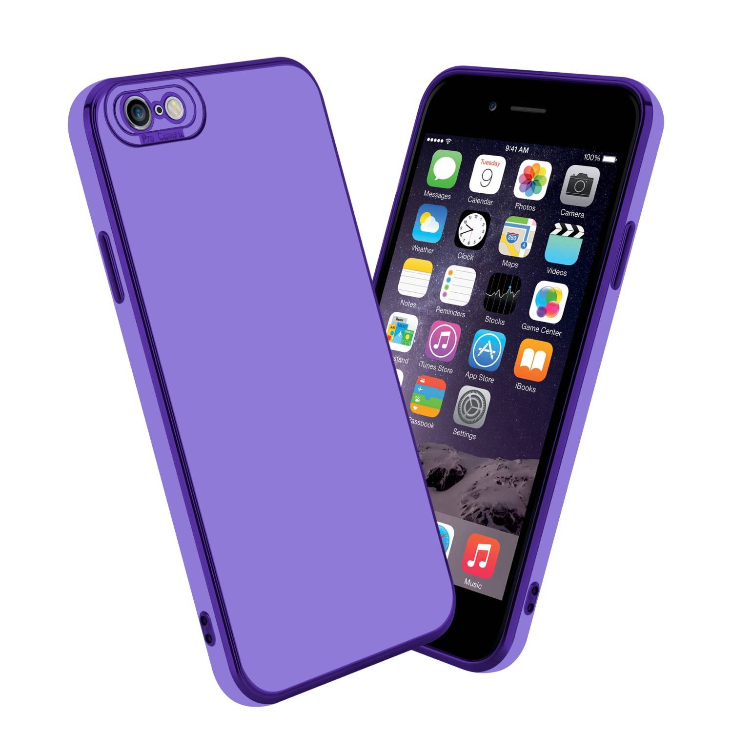 Cadorabo Hülle für Apple iPhone 6 / 6S Schutz Hülle in Lila Etui Handyhülle Cover Case TPU Kameraschutz
