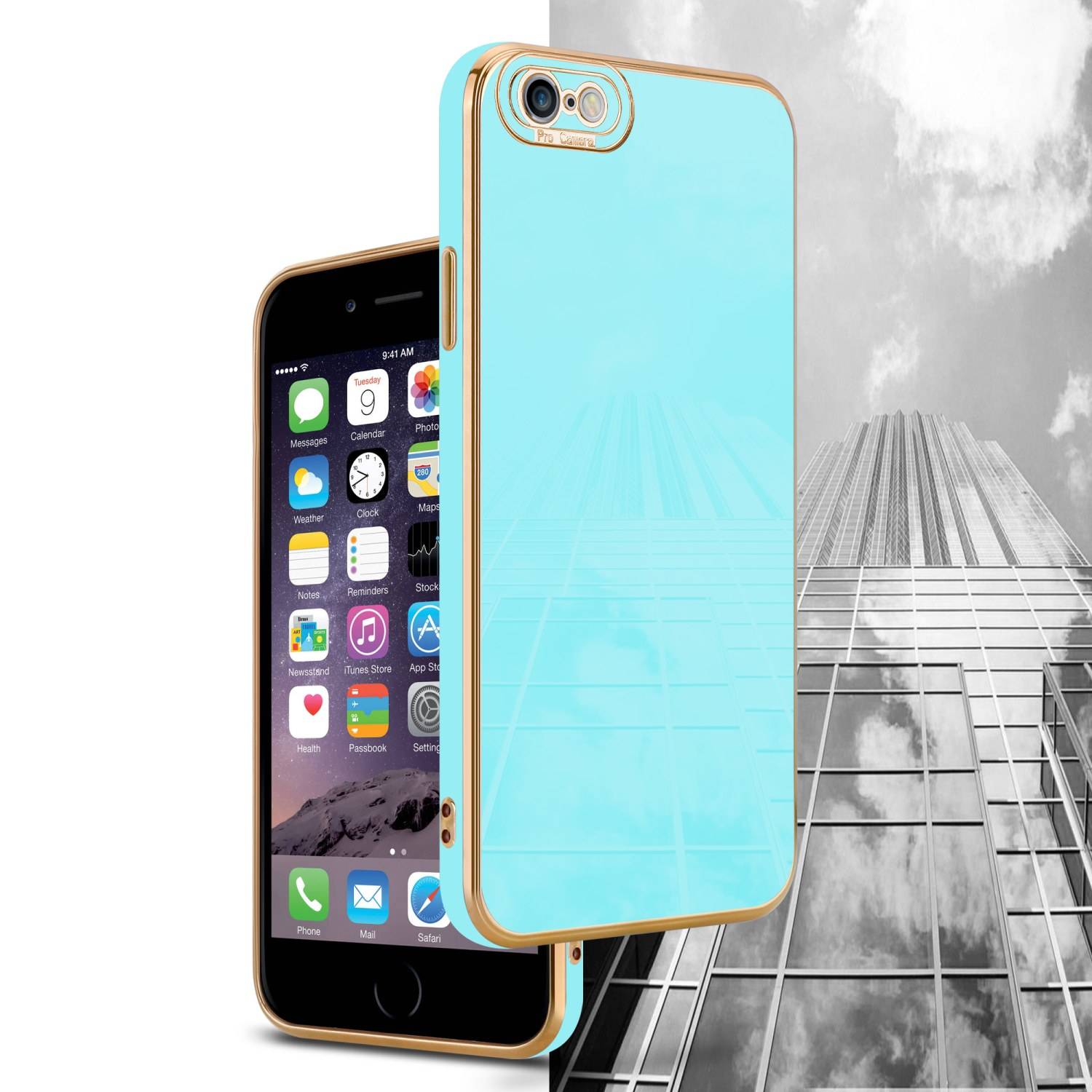 Cadorabo Hülle für Apple iPhone 6 / 6S Schutz Hülle in Türkis Etui Handyhülle Cover Case TPU Kameraschutz