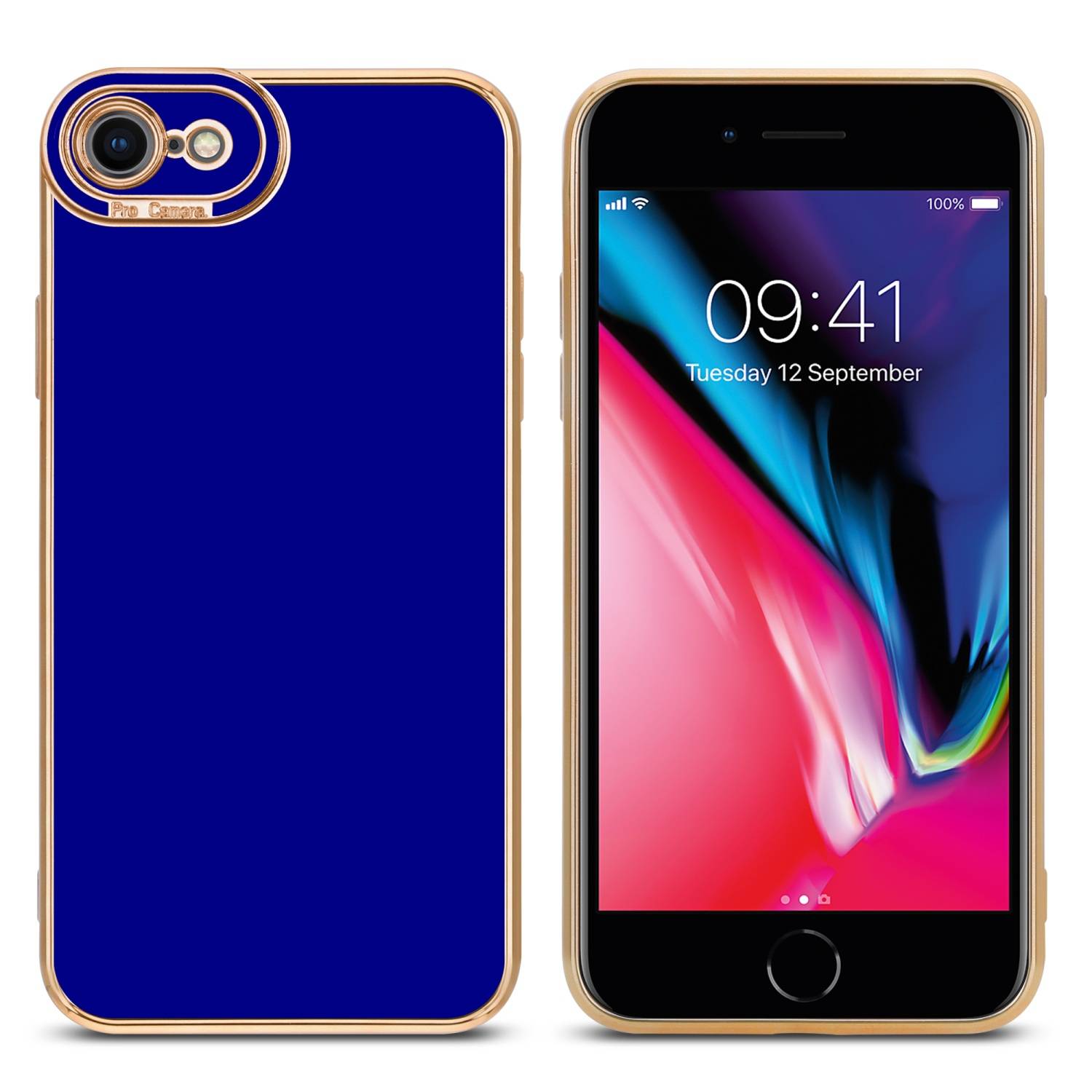 Cadorabo Hülle für Apple iPhone 7 / 7S / 8 / SE 2020 Schutz Hülle in Blau Etui Handyhülle Cover Case TPU Kameraschutz