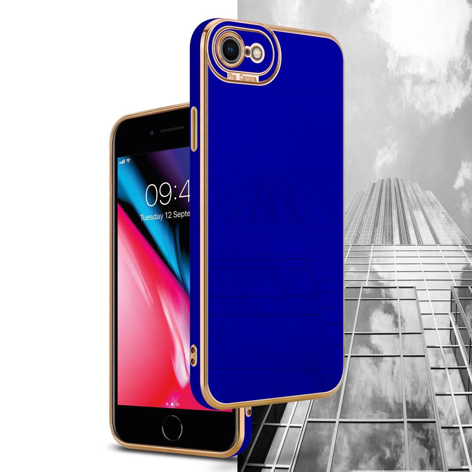 Cadorabo Hülle für Apple iPhone 7 / 7S / 8 / SE 2020 Schutz Hülle in Blau Etui Handyhülle Cover Case TPU Kameraschutz