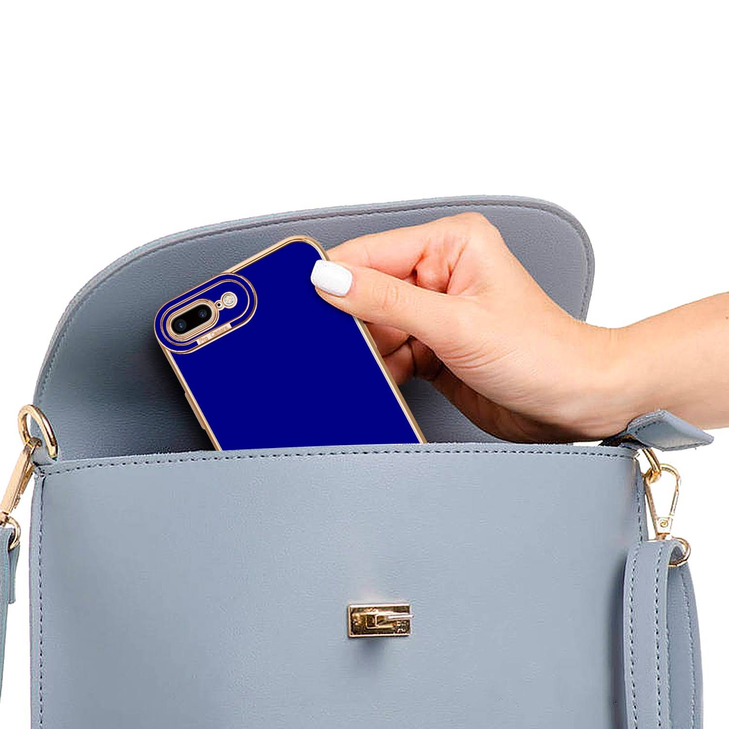 Cadorabo Hülle für Apple iPhone 7 PLUS / 7S PLUS / 8 PLUS Schutz Hülle in Blau Etui Handyhülle Cover Case TPU